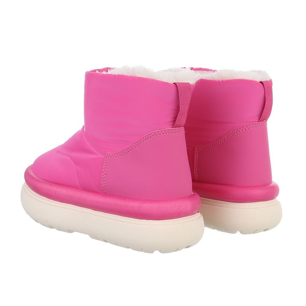 Freizeit Damen Snowboots Flach Pink Ital-Design Plateaustiefeletten Snowboots in