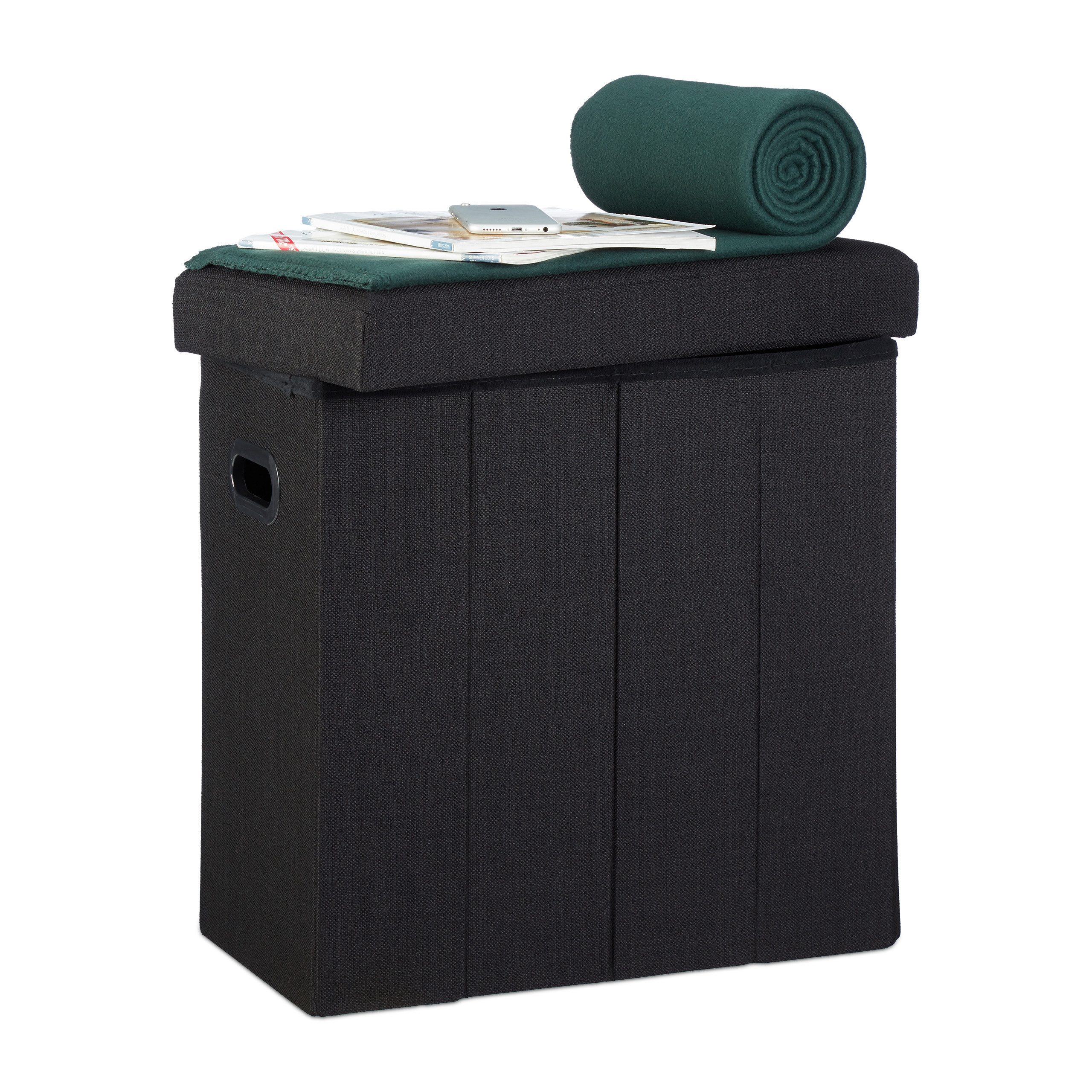 relaxdays Sitzhocker Faltbarer Sitzhocker, Schwarz günstig online kaufen