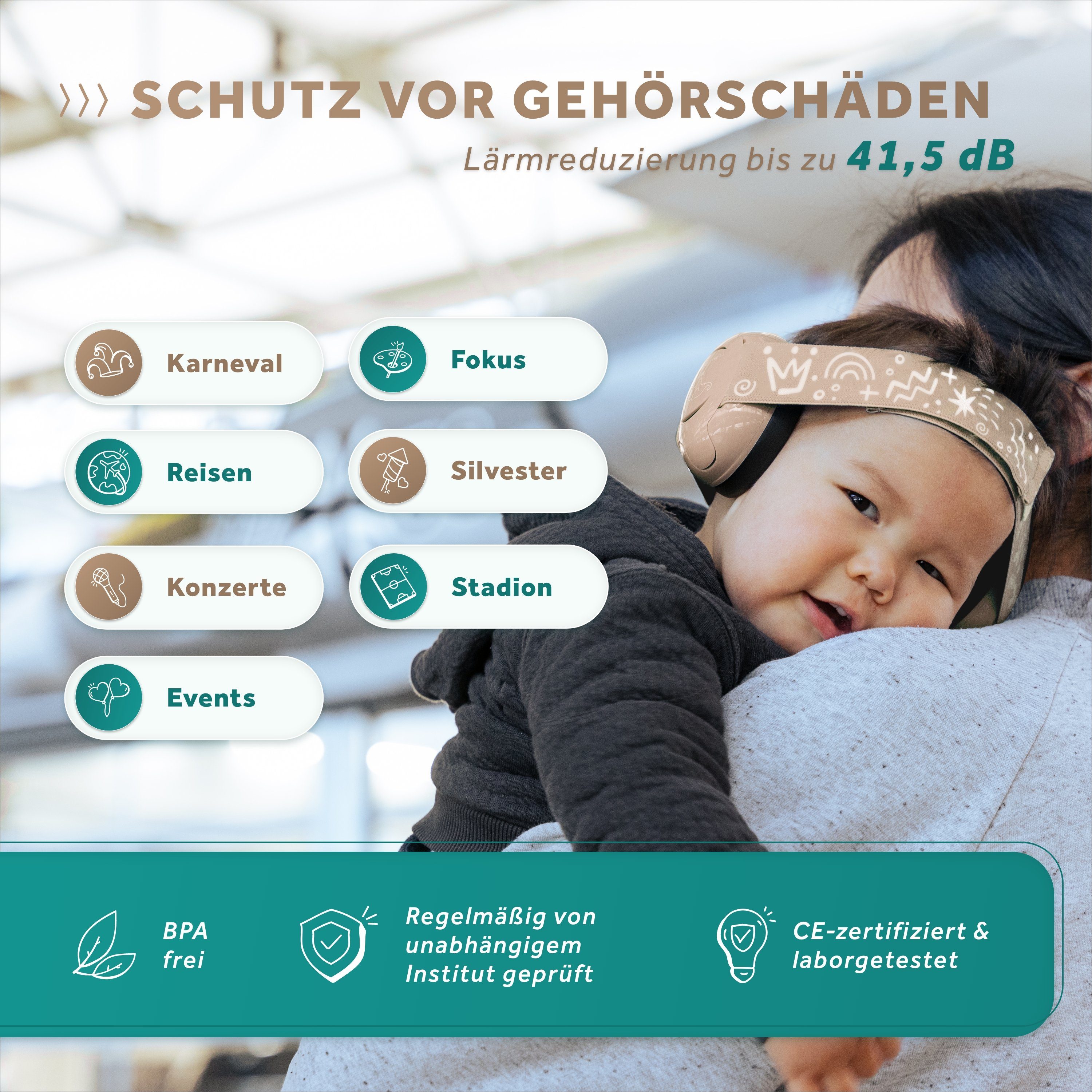 Mini+ Kapselgehörschutz Gehörschutz Schallwerk Schallwerk® für Kapselgehörschutz Kinder – Kleinkind Coffee