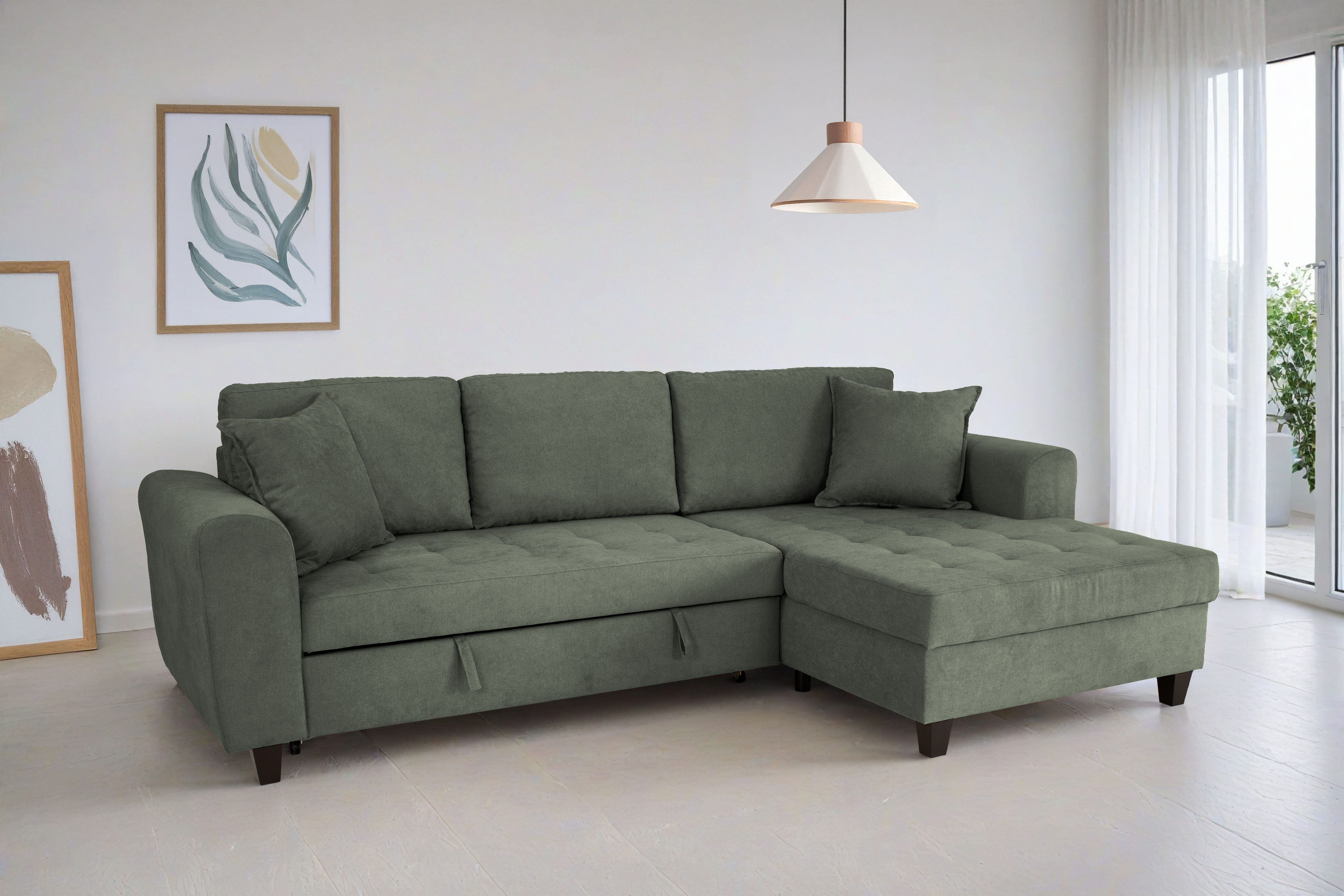OTTO home Ecksofa Moritz L-Form, B: 265 cm, mit Schlaffunktion, Bettkasten & Zierkissen