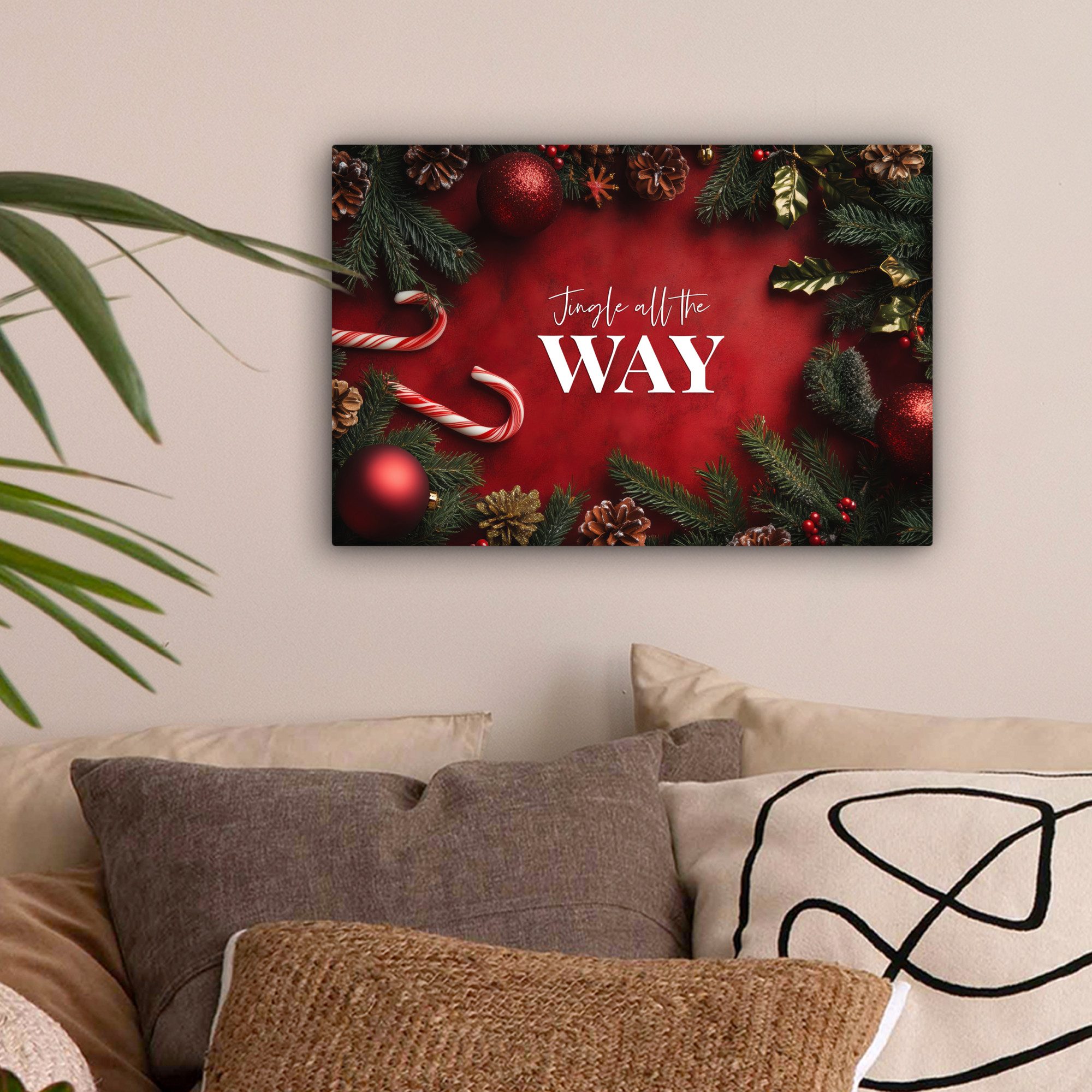 OneMillionCanvasses® Leinwandbild Weihnachten - Zitat - Rot - Weihnachtskug günstig online kaufen