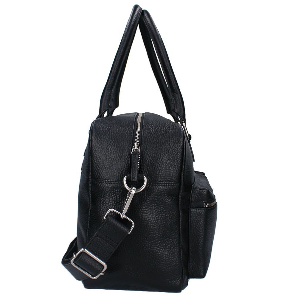 Vadobag Wickeltasche Schwarze Wickeltasche mit 2 Fronttaschen Echt Leder mit Unterlage
