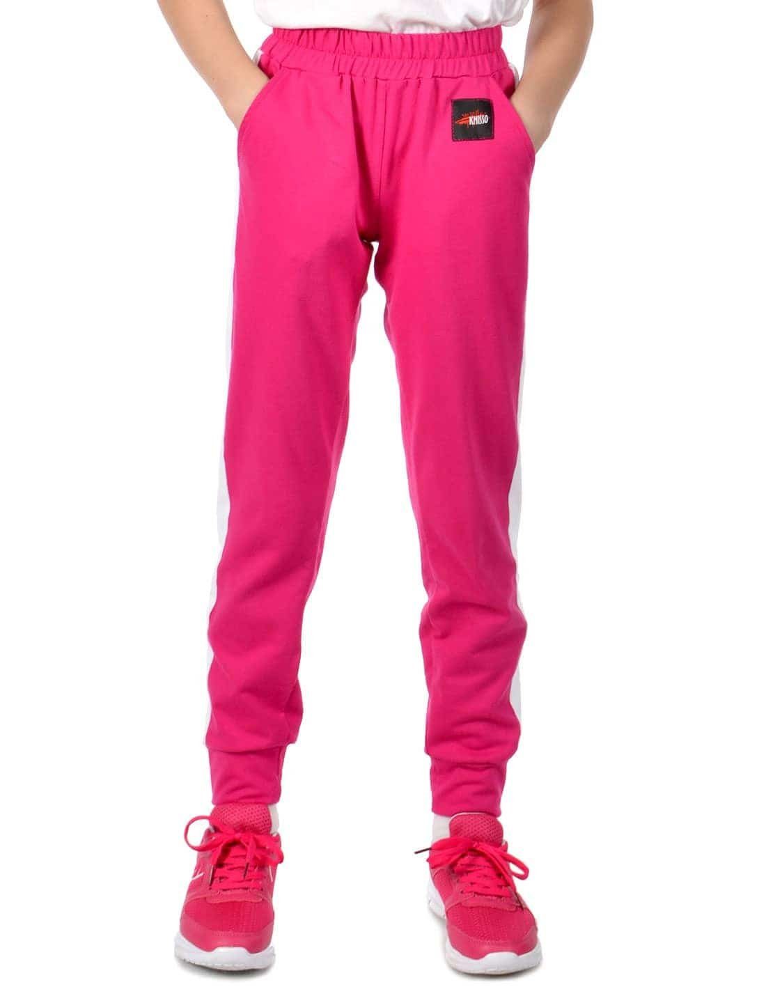 Sporthose Mädchen Stoff Freizeithose Streifeneinsatz 30358