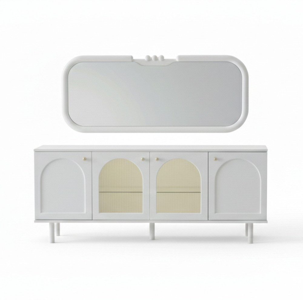 JVmoebel Buffetaufsatz Размеры Elegantes Sideboard mit Spiegel im modernen Design, (2-St), Made in Europa