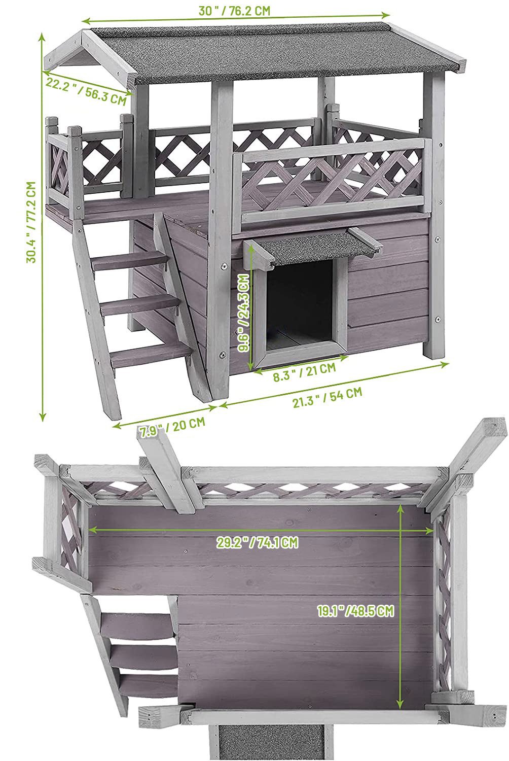 X-ZONE PET Tierhaus Outdoor-/Indoor-Katzenhaus mit Fluchttür günstig online kaufen