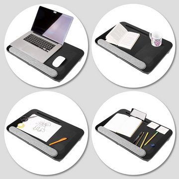 Duronic Laptop-Ständer, (DML433 Laptopständer mit Handgelenkpolster, Ergonomischer Laptop Tisch mit Kissen, Laptop Halterung mit Schaumstoffkissenstütze, Große Plattform mit integriertem Griff)