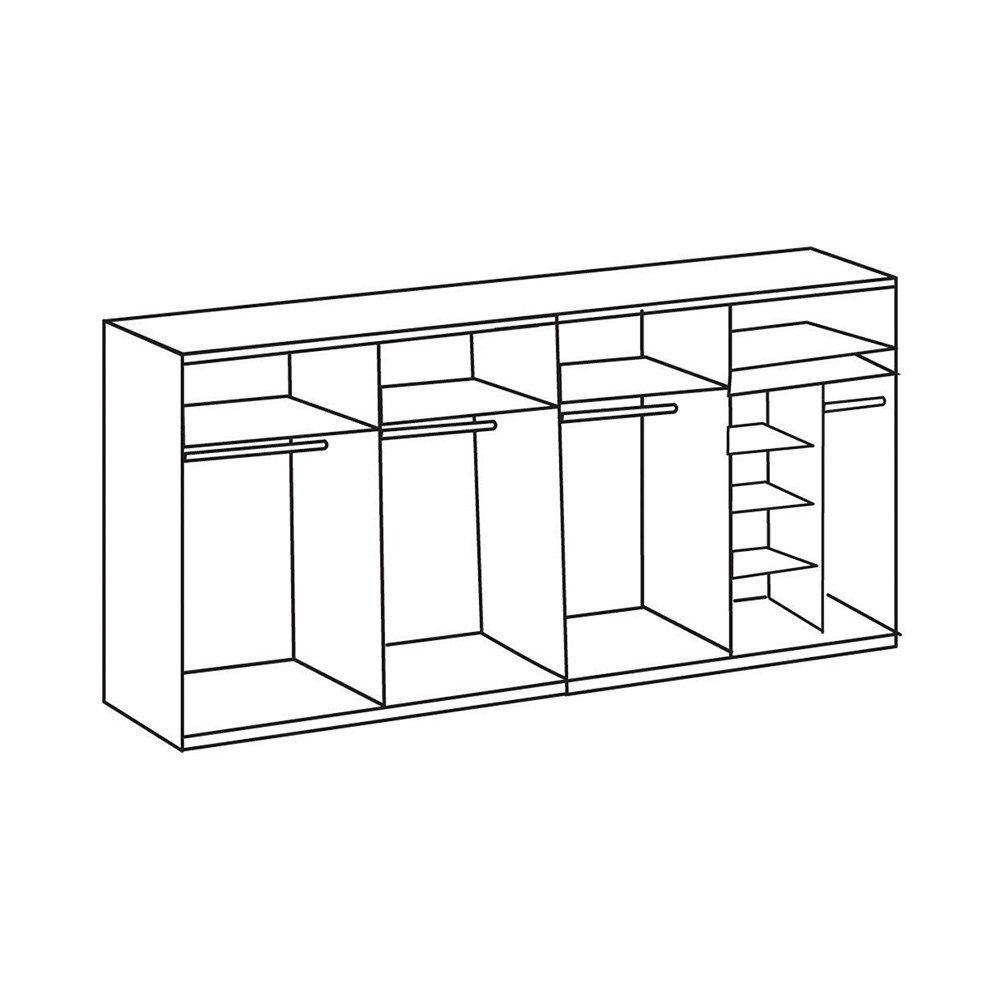 Wimex Schwebetürenschrank Bern (3 Türen, Einlegeböden, Kleiderstangen, Spiegel, 1-St., moderne Optik, Metallgriffleisten, mit Spiegel) 360x64x236cm weiß raw steel