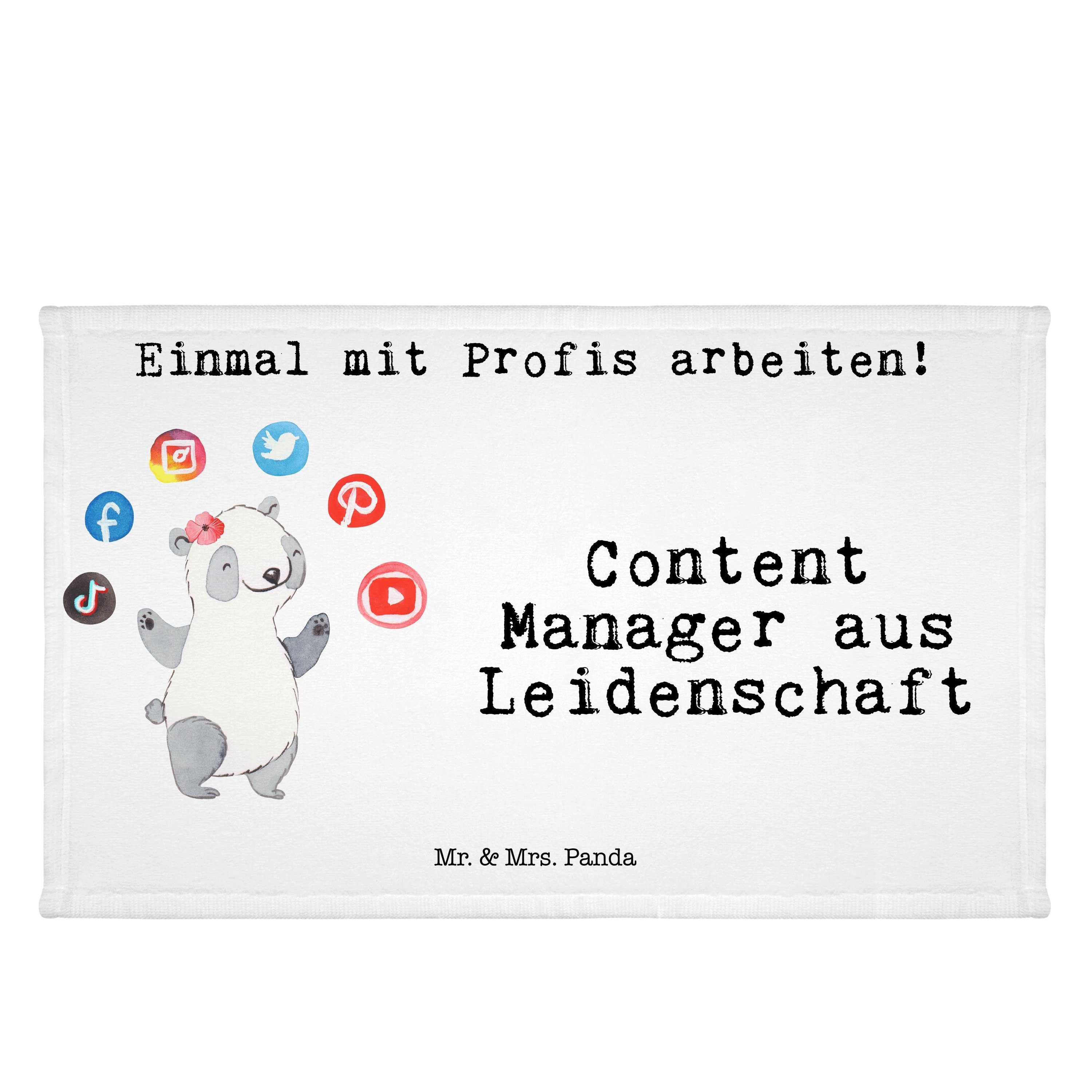 Mr. & Mrs. Panda Handtuch Content Manager aus Leidenschaft - Weiß - Geschenk, Reisehandtuch, Ki, (1-St)