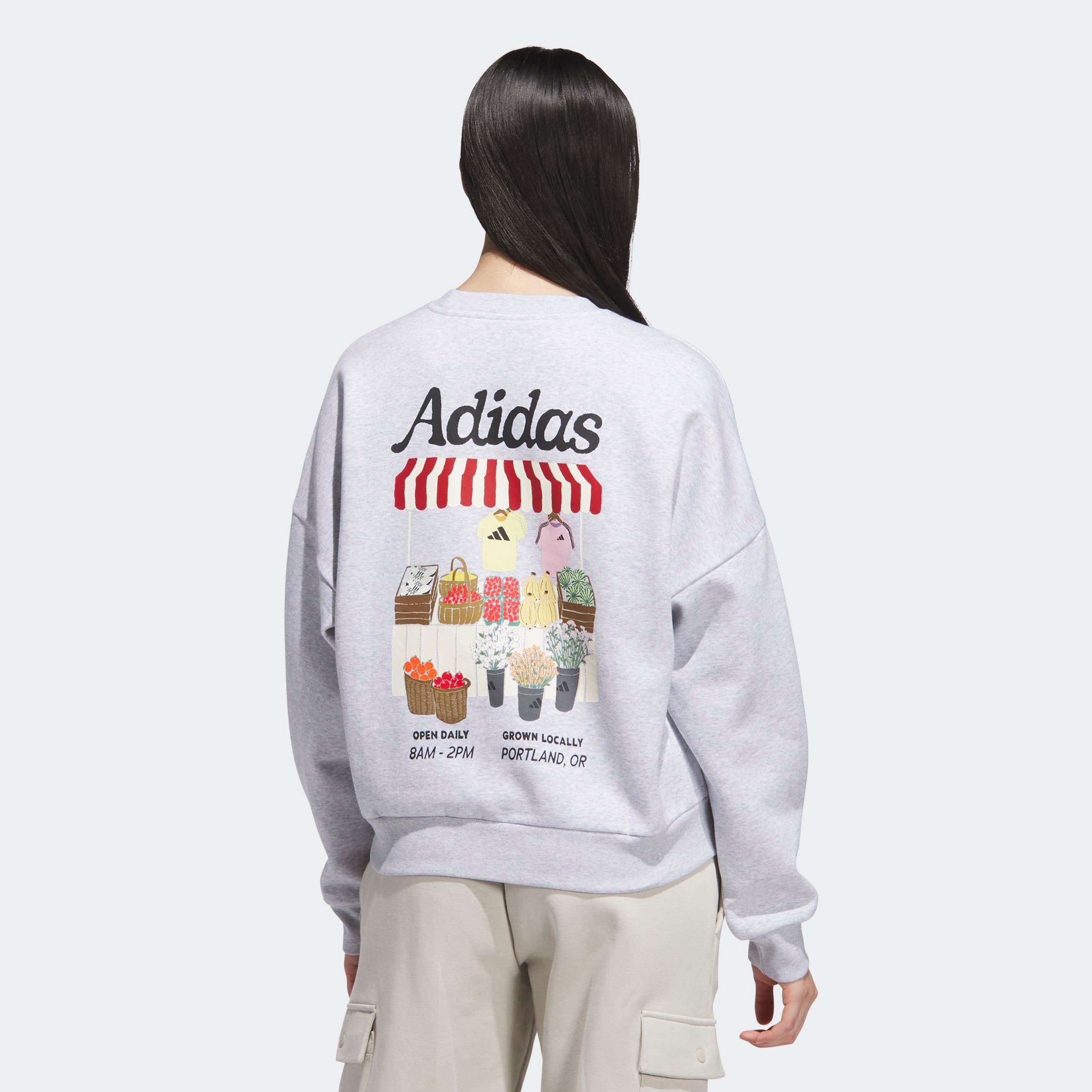 adidas Sportswear Sweatshirt W FARMMKT SWT mit bunter Grafik, ohne Verschluss, lässige Form, aus Baumwollmix