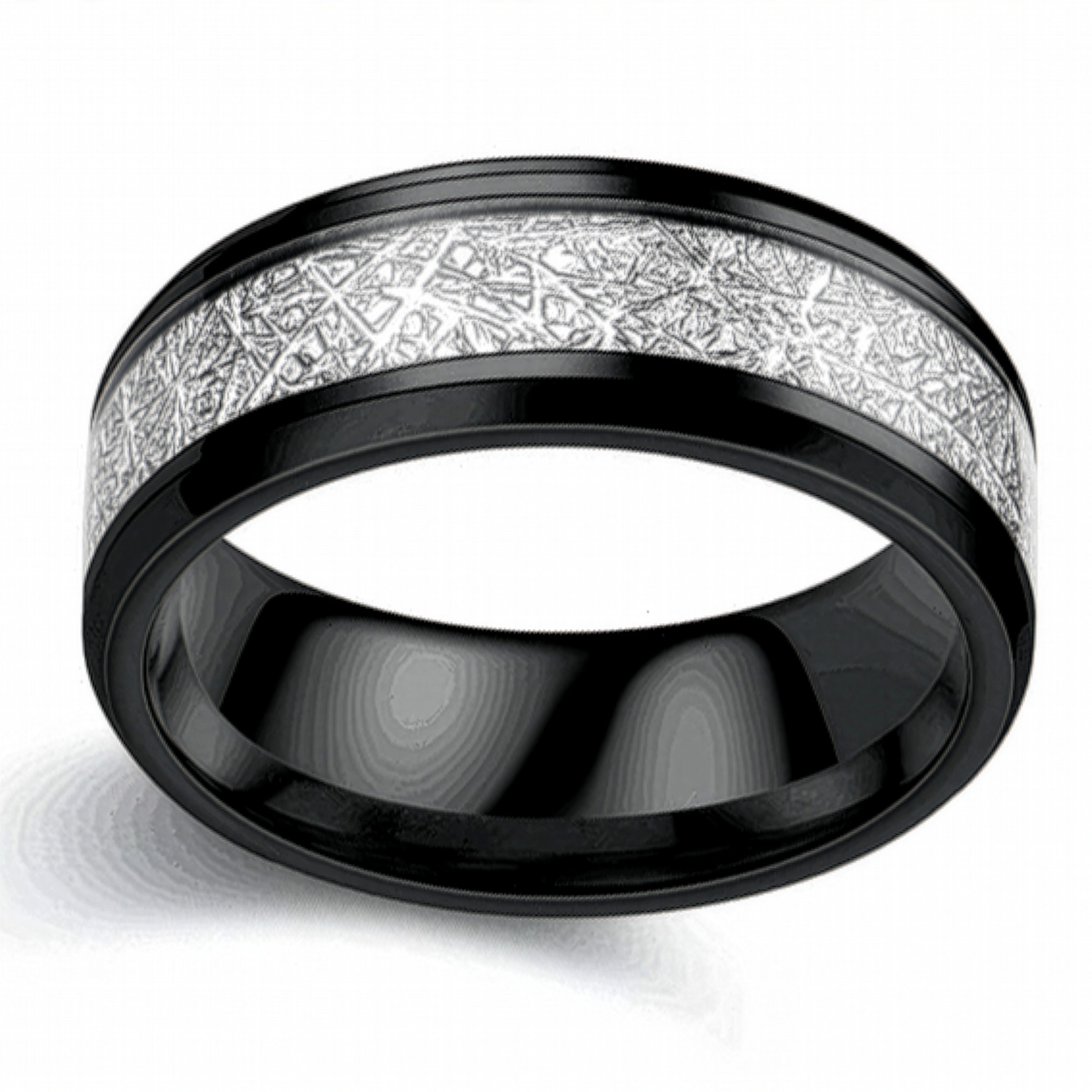 Lebensquelle Plus Fingerring Edelstahl Ring schwarz – Geometric Circle Partnerring im Vintage-Stil