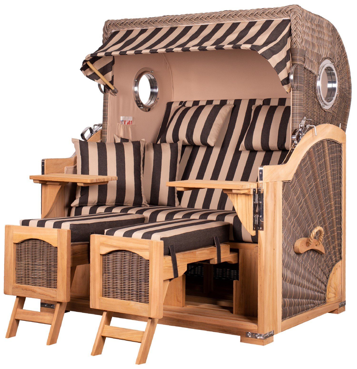 bene living Strandkorb Ammersee 2,5Sitzer Teak PE grau Modell 581