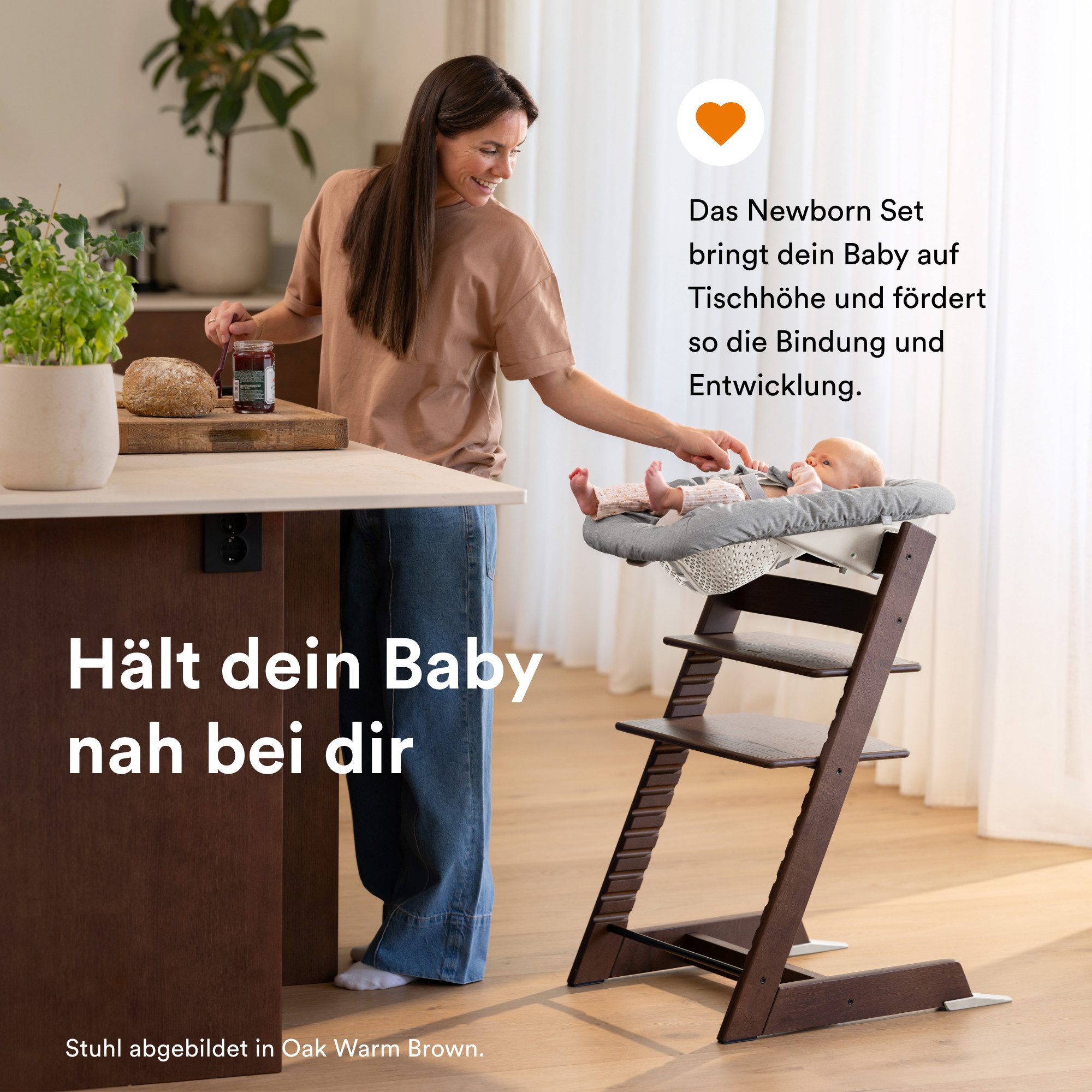 Stokke Hochstuhl Tripp Trapp® Kinderhochstuhl mit Newborn Set, Höhen- und tiefenverstellbare Sitz- und Fußplatten