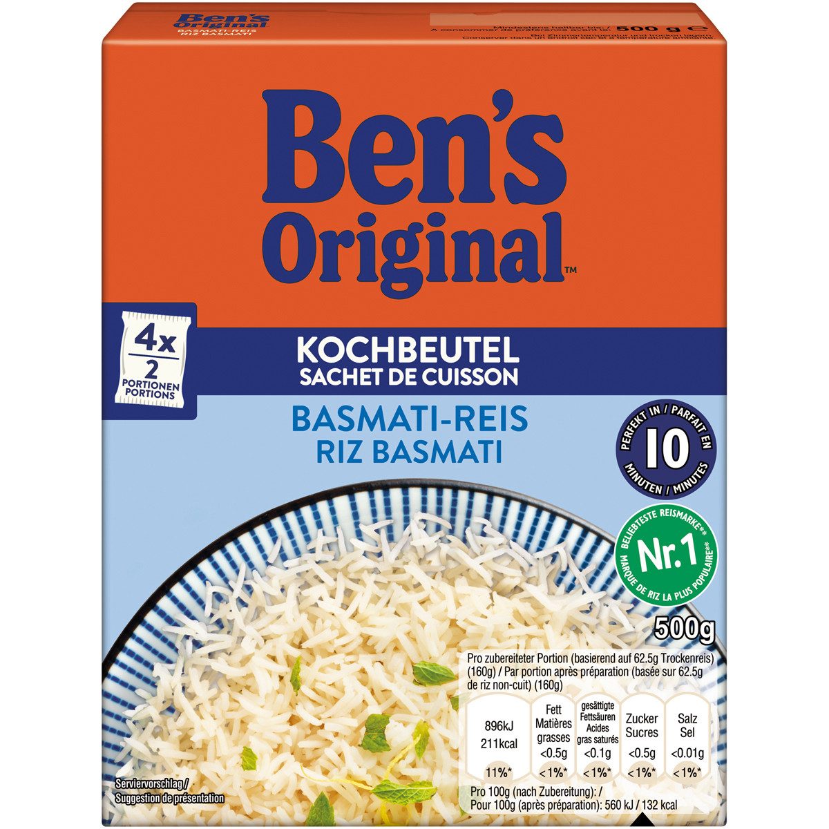 Ben's Original Reis, Bens Original Basmati Reis 10 Minuten praktische Kochbeutel 500g