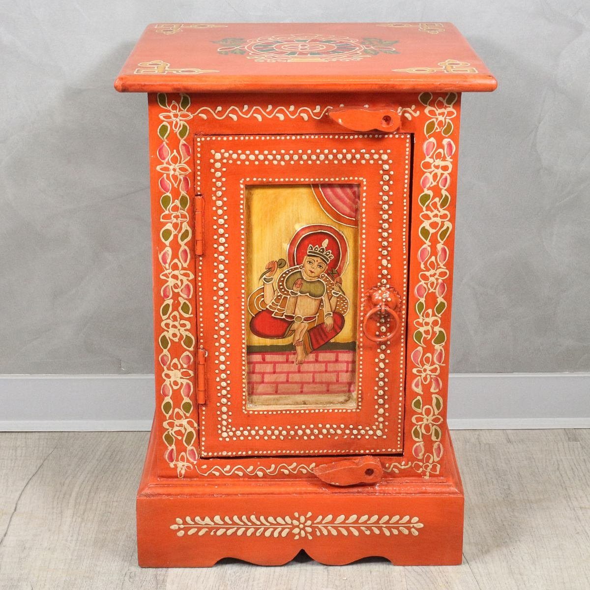 Oriental Galerie Mehrzweckschrank Kleiner Tibet Wandschrank Buddha Motiv Rot 45 cm Handarbeit