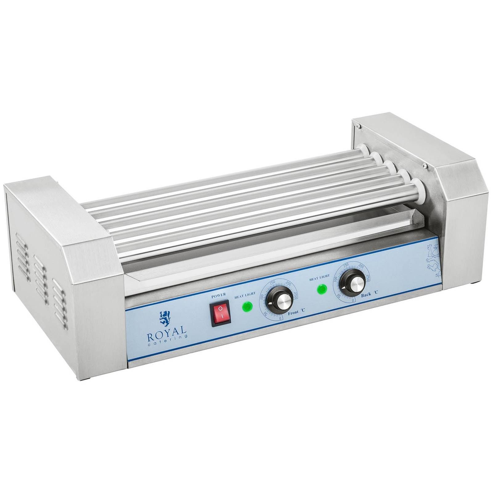Royal Catering Elektrogrill Hot Dog Maker 8 Würstchen Gerät Edelstahl 5 Rollen Hotdog Grill 1000 W, 850 W, verschiedene Größen