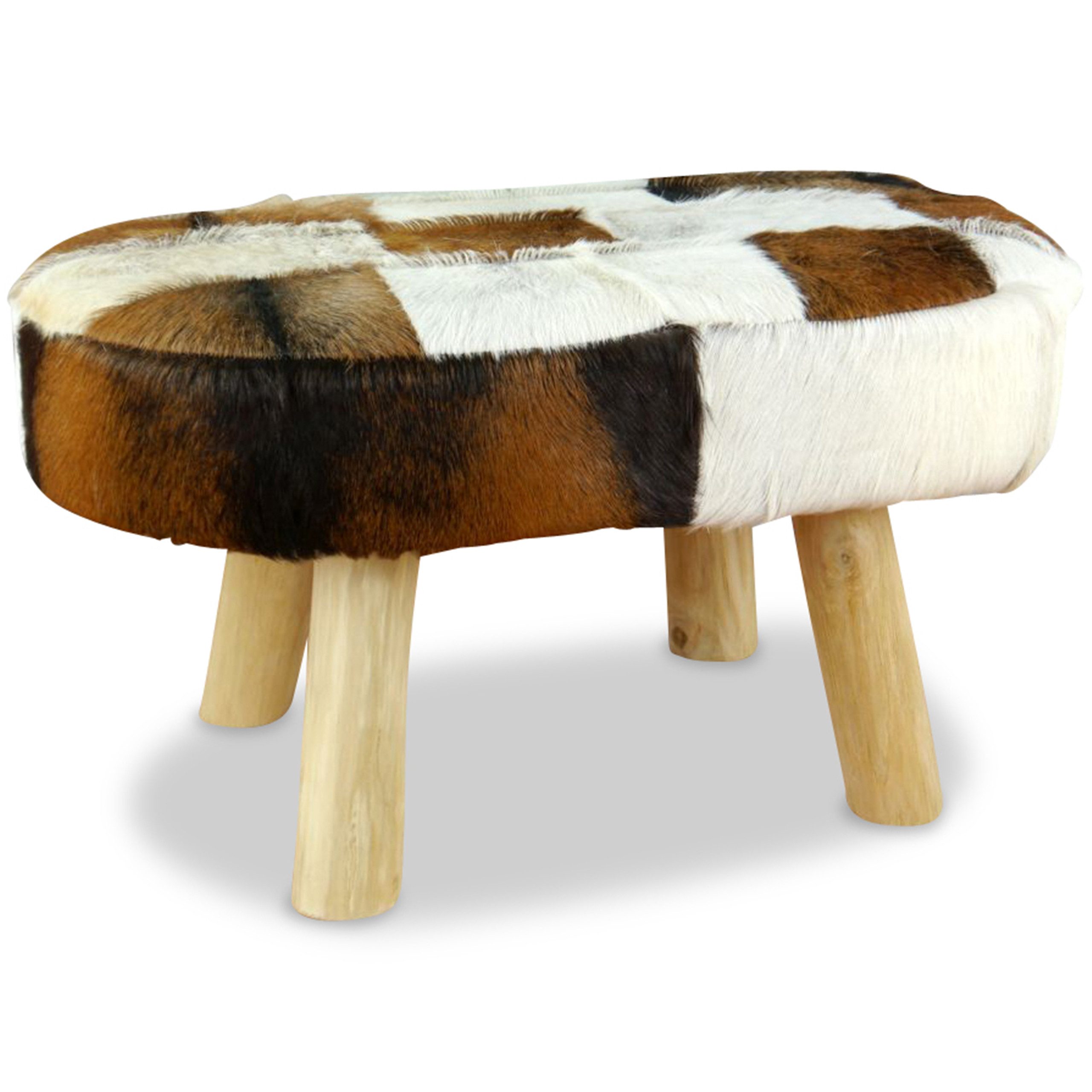 livasia Bettbank Ziegenfell - 80x53x42cm - Echtleder Sitzbank mit Massivholz aus Java