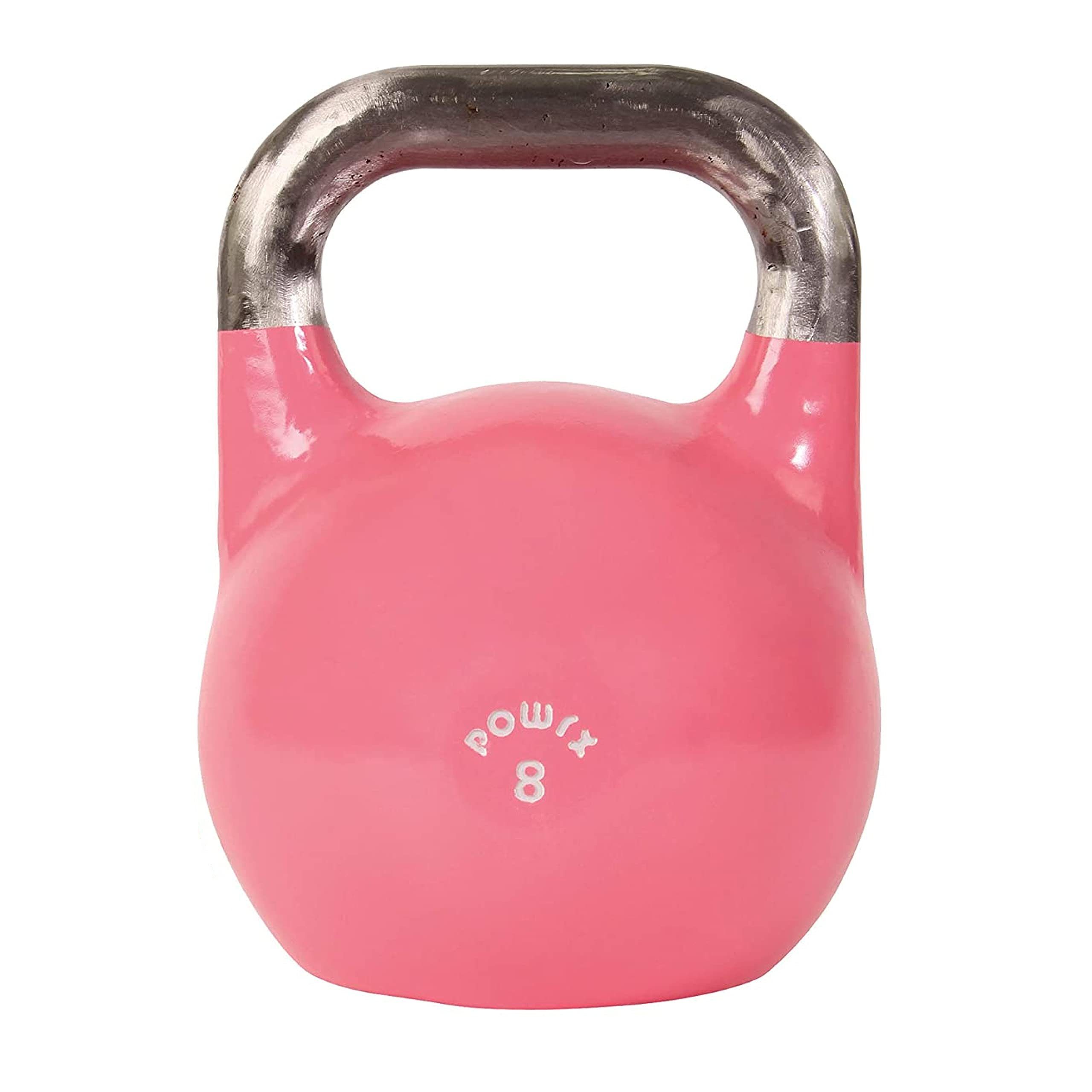 POWRX Kettlebell Kugelhantel Wettkampf 4-48kg (1x Pink 8kg), 1X Pink 8 Kg