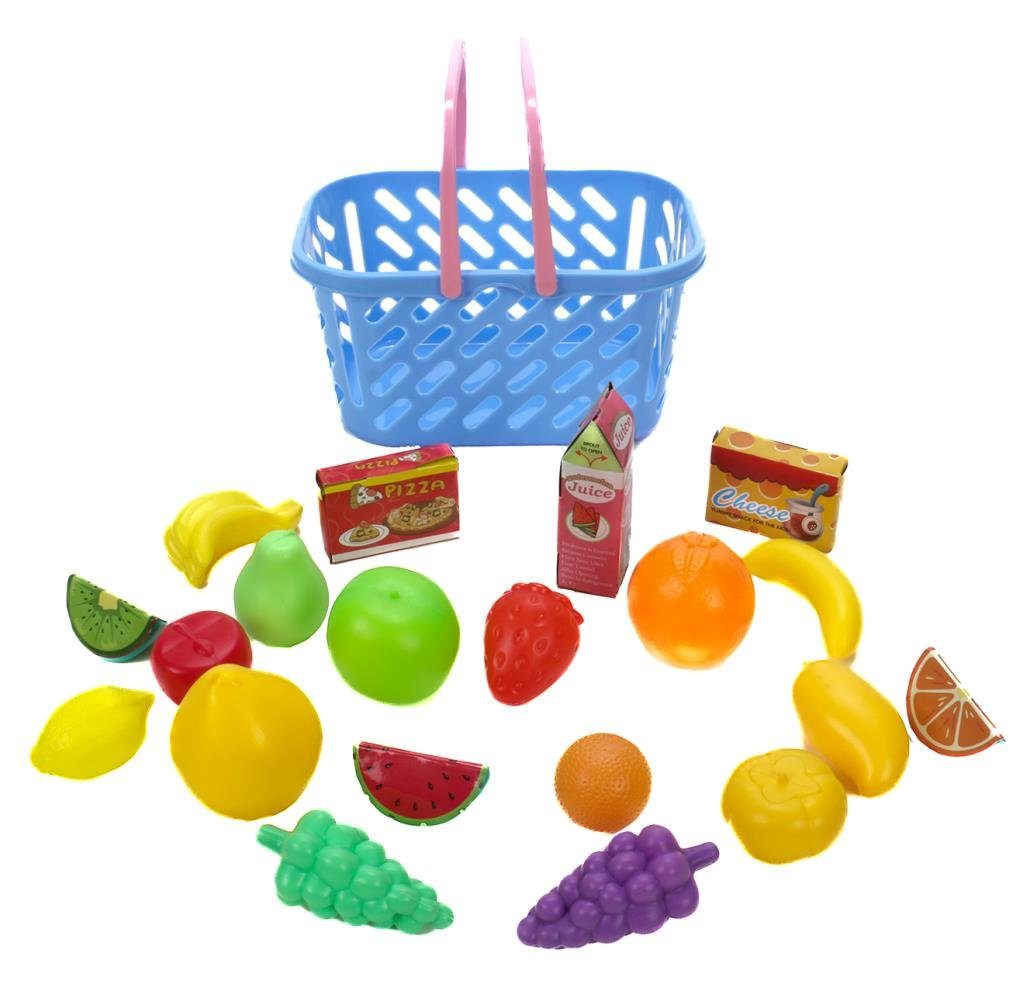 Bubble-Store Einkaufskorb Kindereinkaufskorb, Kinder Einkaufskorb gefüllt mit Lebensmittel Spielzeug