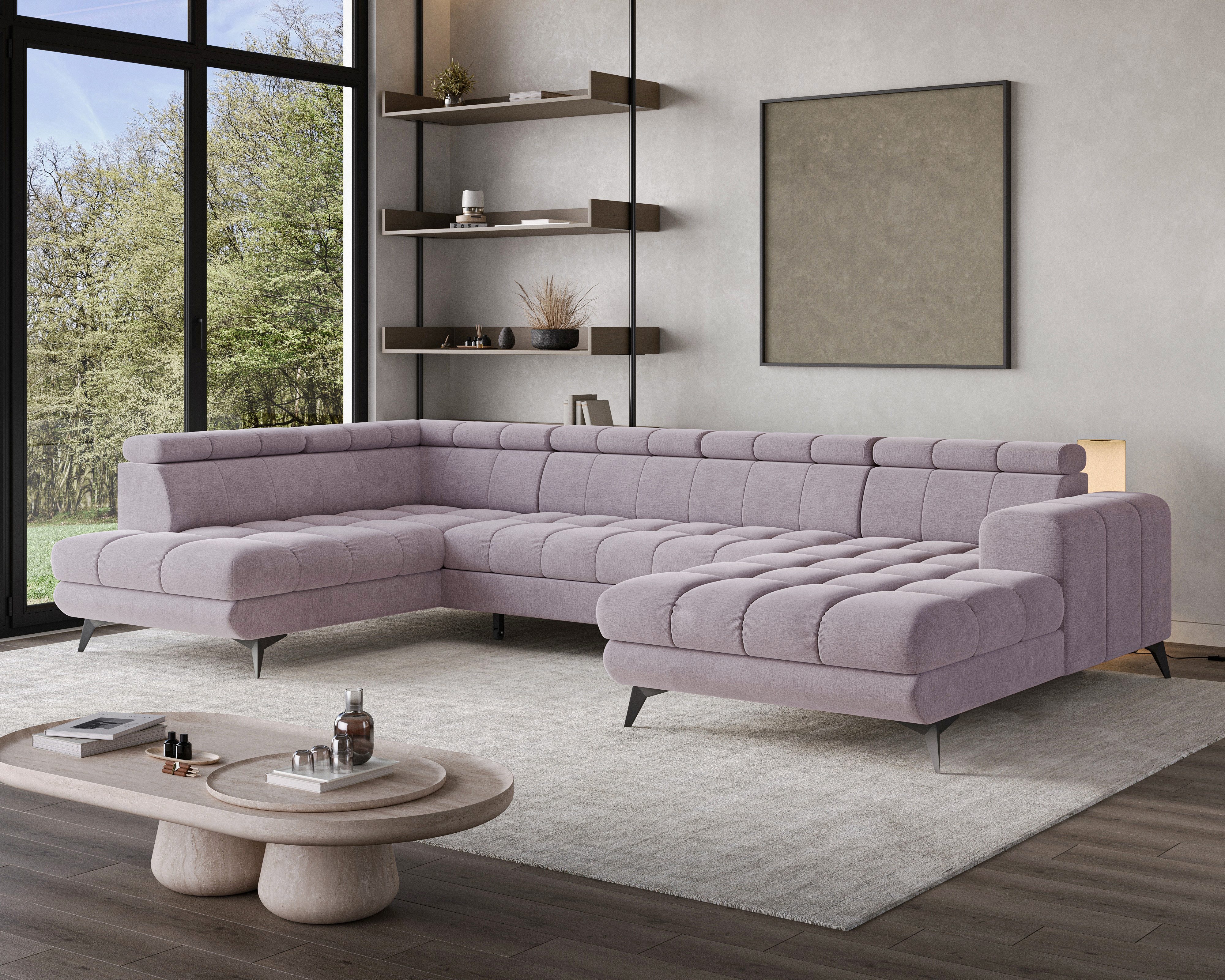 Chilly Möbel Ecksofa U-Form – Großzügig & Einladend, 339×74 cm, Links, Monolith 62