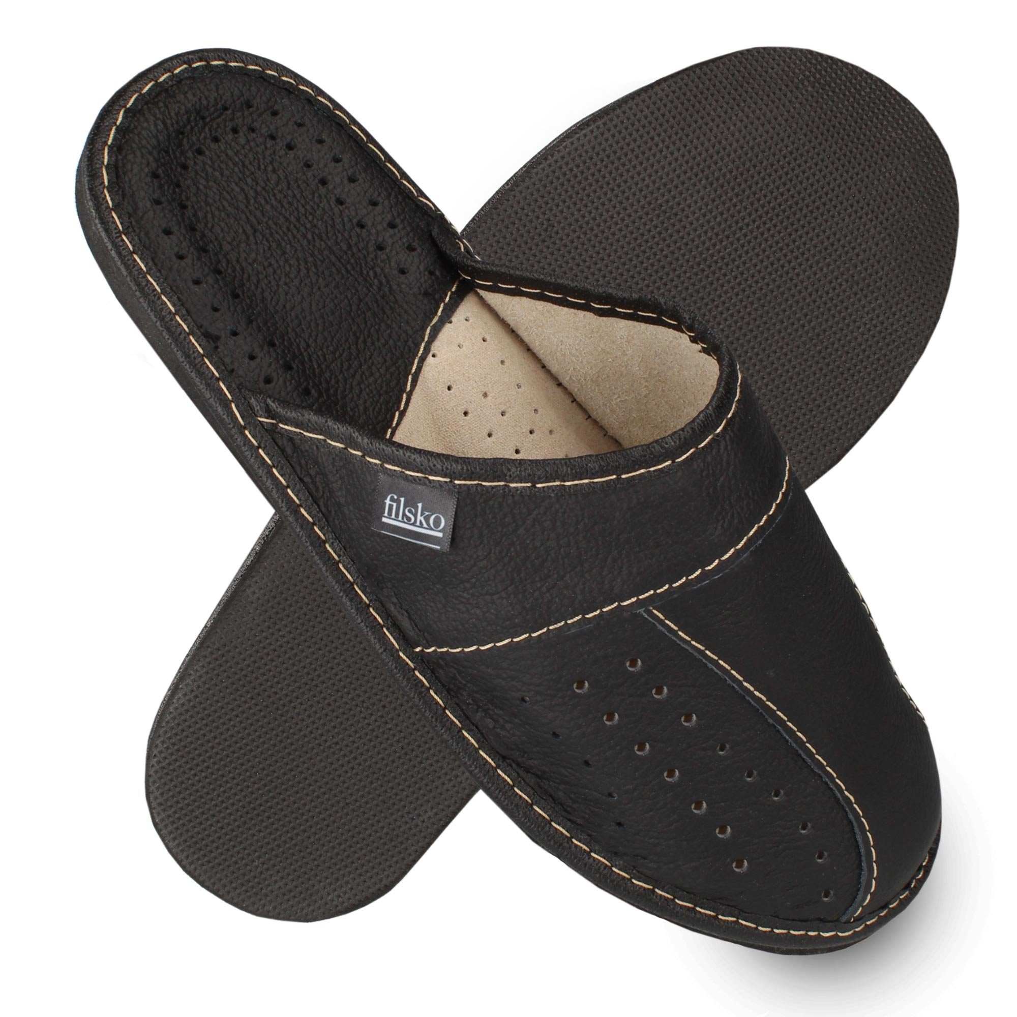filsko Wolmar Herren Hausschuh (1 Paar, Obermaterial aus Leder) bis Schuhgröße 50, Pantoffeln, Slip-On