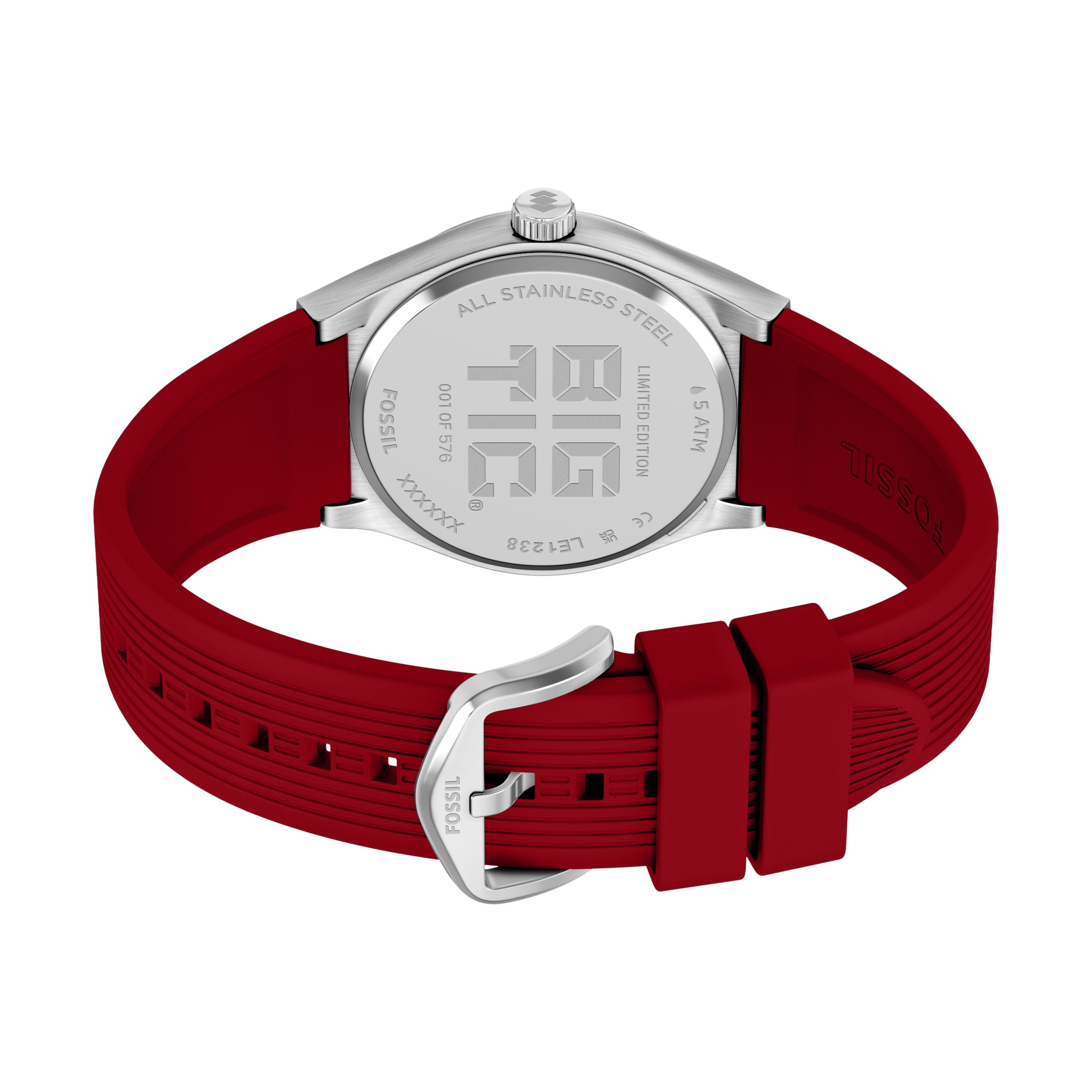 Fossil Quarzuhr World Flags Big Tic Canada - LE1238, Armbanduhr, Herrenuhr, Silikonarmband, analog, digital