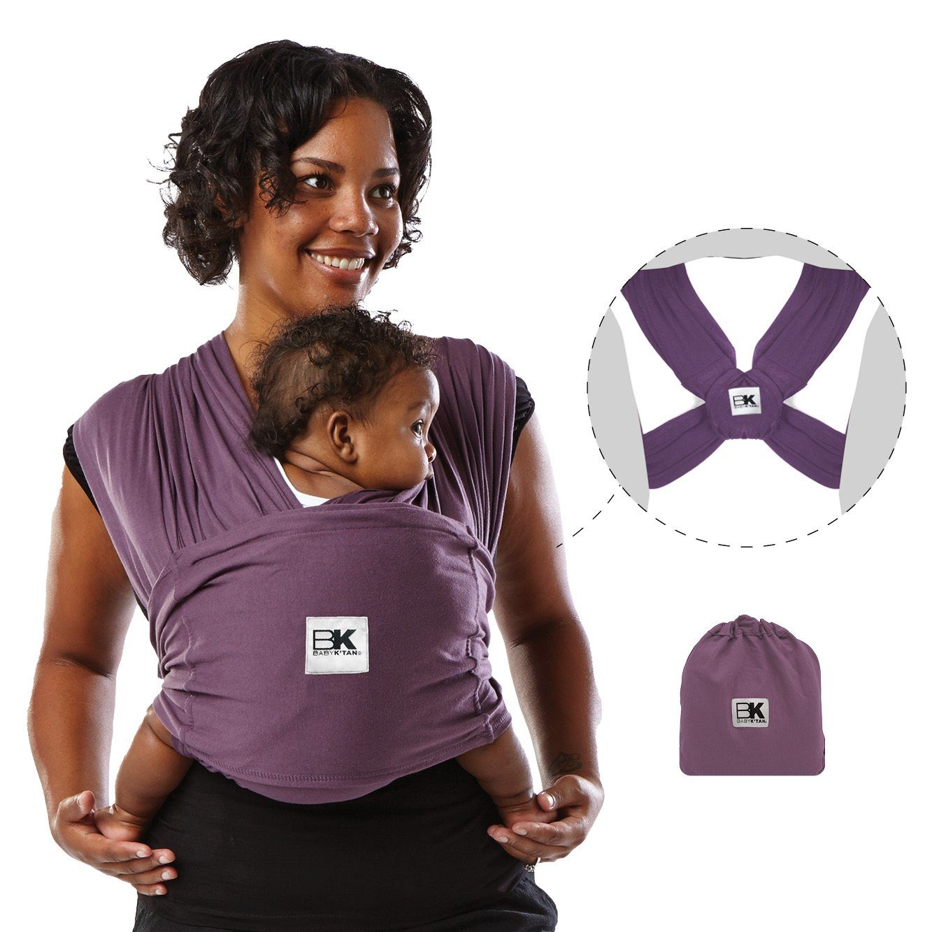 Baby K'tan Babytrage Baby K'tan Babytrage Original aubergine, -  ergonomische Positionierung des Säuglings, - keine Schnallen, Ringe oder  Verschlüsse, - einfaches Anziehen wie ein T-Shirt, - 5 Tragepositionen
