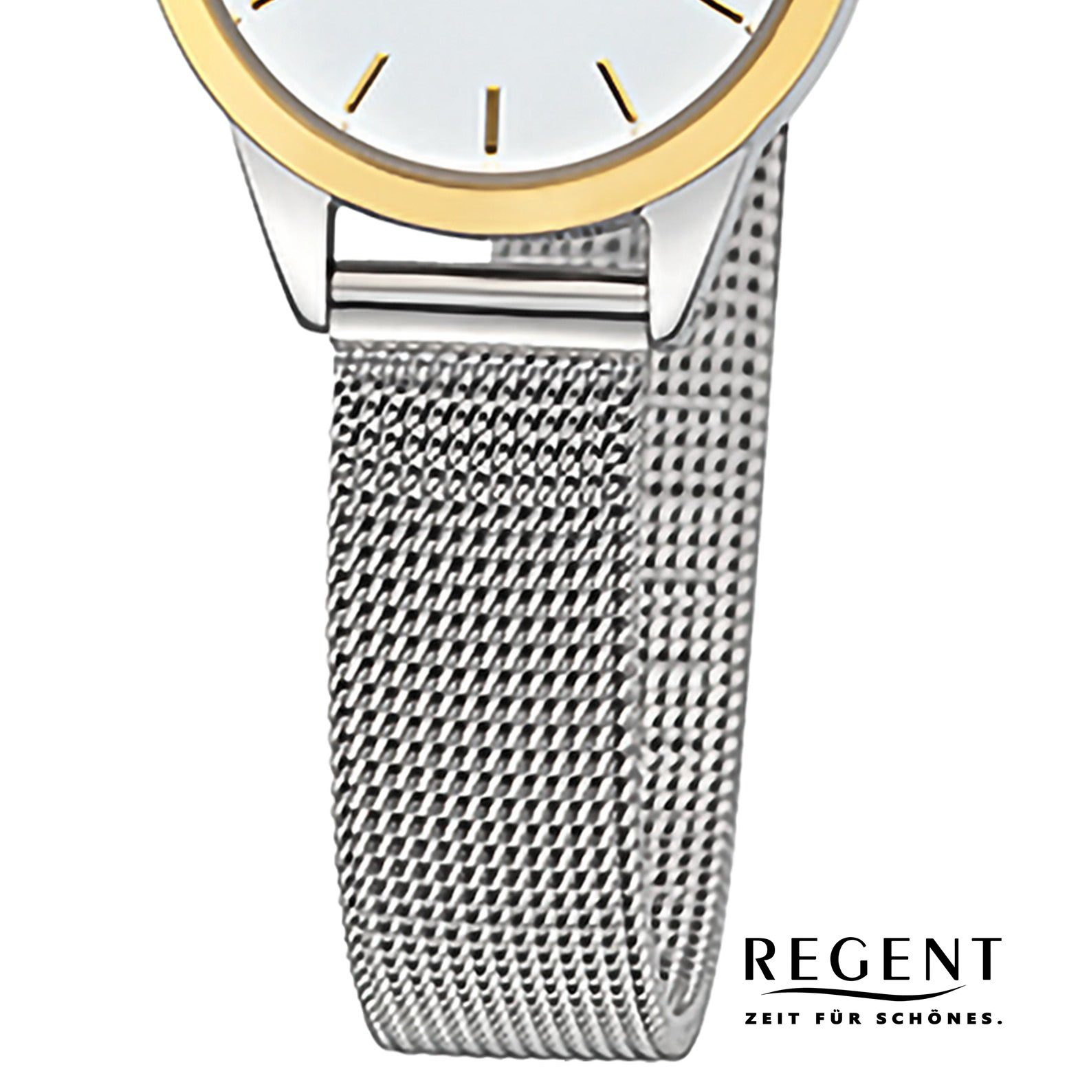 Regent Quarzuhr Regent Damen (ca. rund, Metallarmband Damen extra Analog, 23mm), groß Armbanduhr Armbanduhr