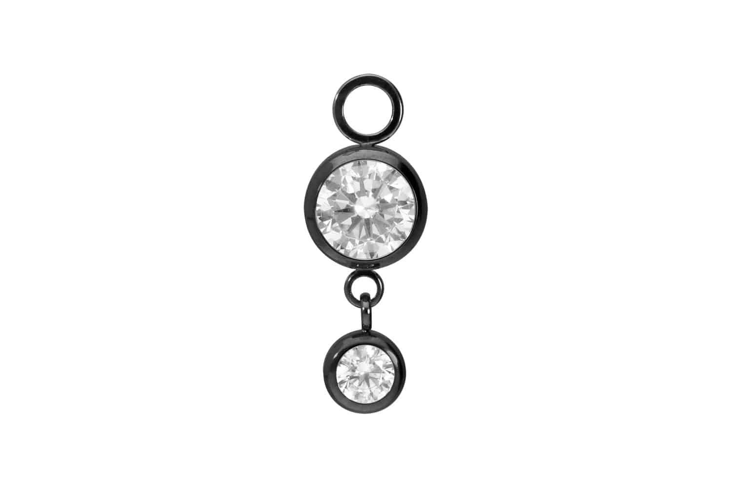 PIERCINGLINE Piercing-Set Titan Anhänger für Clicker 2 RUNDE KRISTALLE (Piercing-Anhänger, 1-tlg)