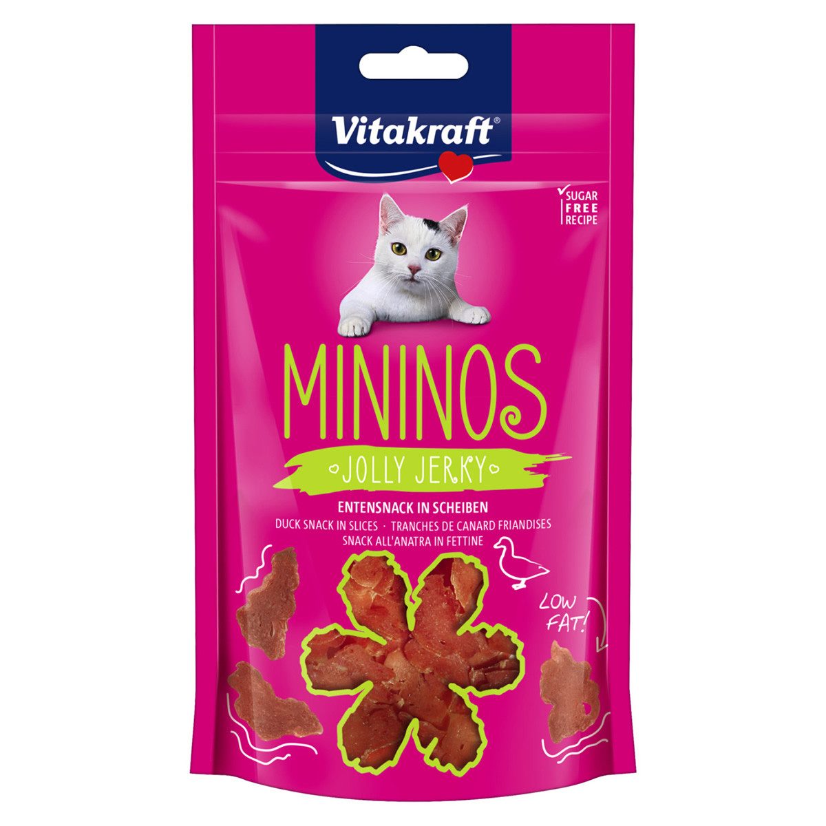 Vitakraft MININOS Jolly Jerky Entensnack in Scheiben 40 g, Snack für: Katze