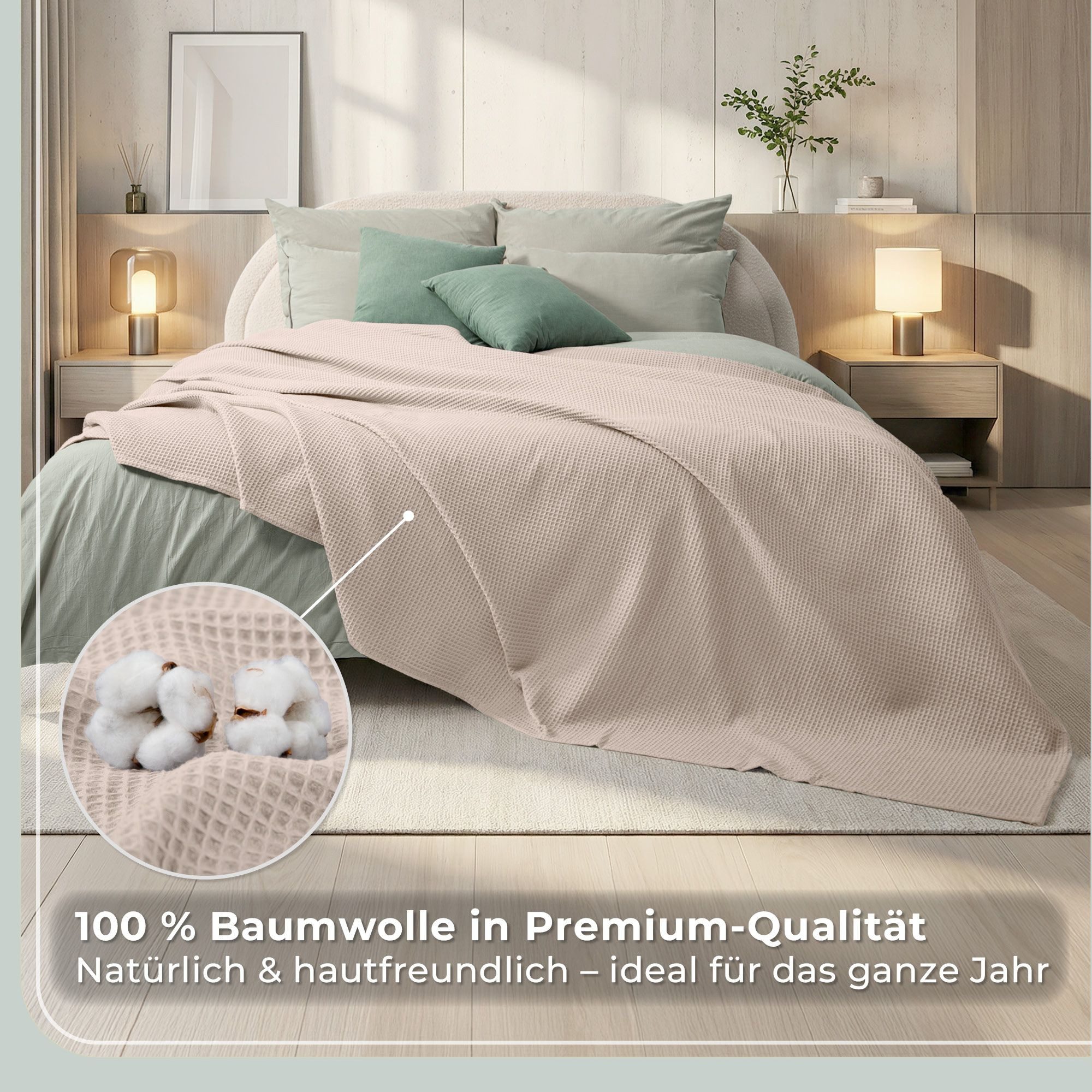 Laynenburg Tagesdecke Waffelpique aus 100% Baumwolle – Baumwolldecke, Kuscheldecke, Wohndecke als Sommerdecke, Bett-Überwurf, Couch-Überwurf, Sofa-Decke – Bild 4 von 5