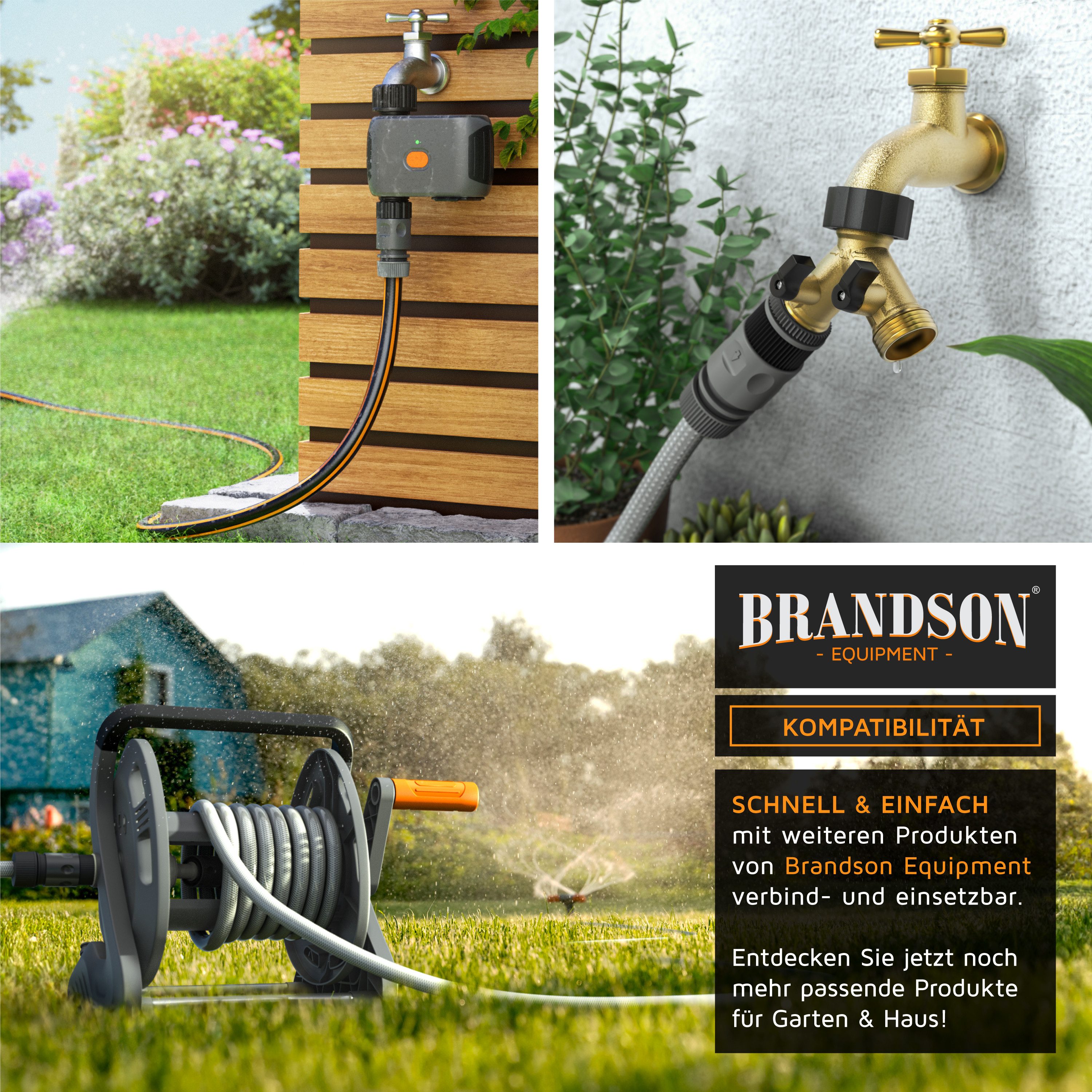 Brandson Vielflächenregner Garten Sprinkler, 360° Rasensprenger, 8 Sprühmodi, 110m² Bewässerung, für Flächen bis 110 m², (1-St), Wasserstrahl stufenlos einstellbar, runder Flächenregner, einstellbar