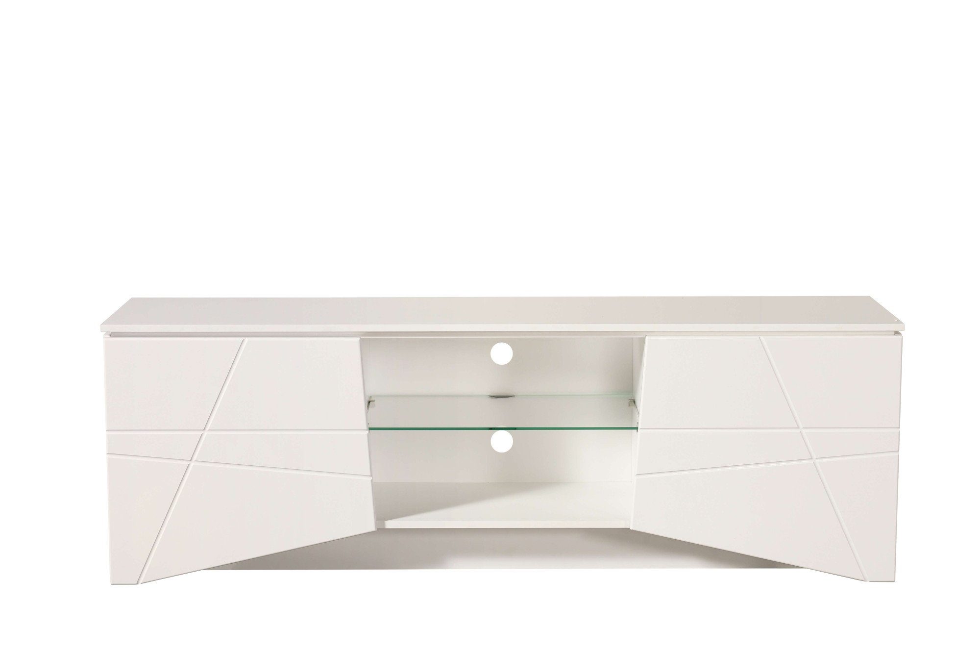 INOSIGN Lowboard Cadiz TV-Board, TV-Kommode mit Hochglanzfronten und Fräsungen, Glasboden