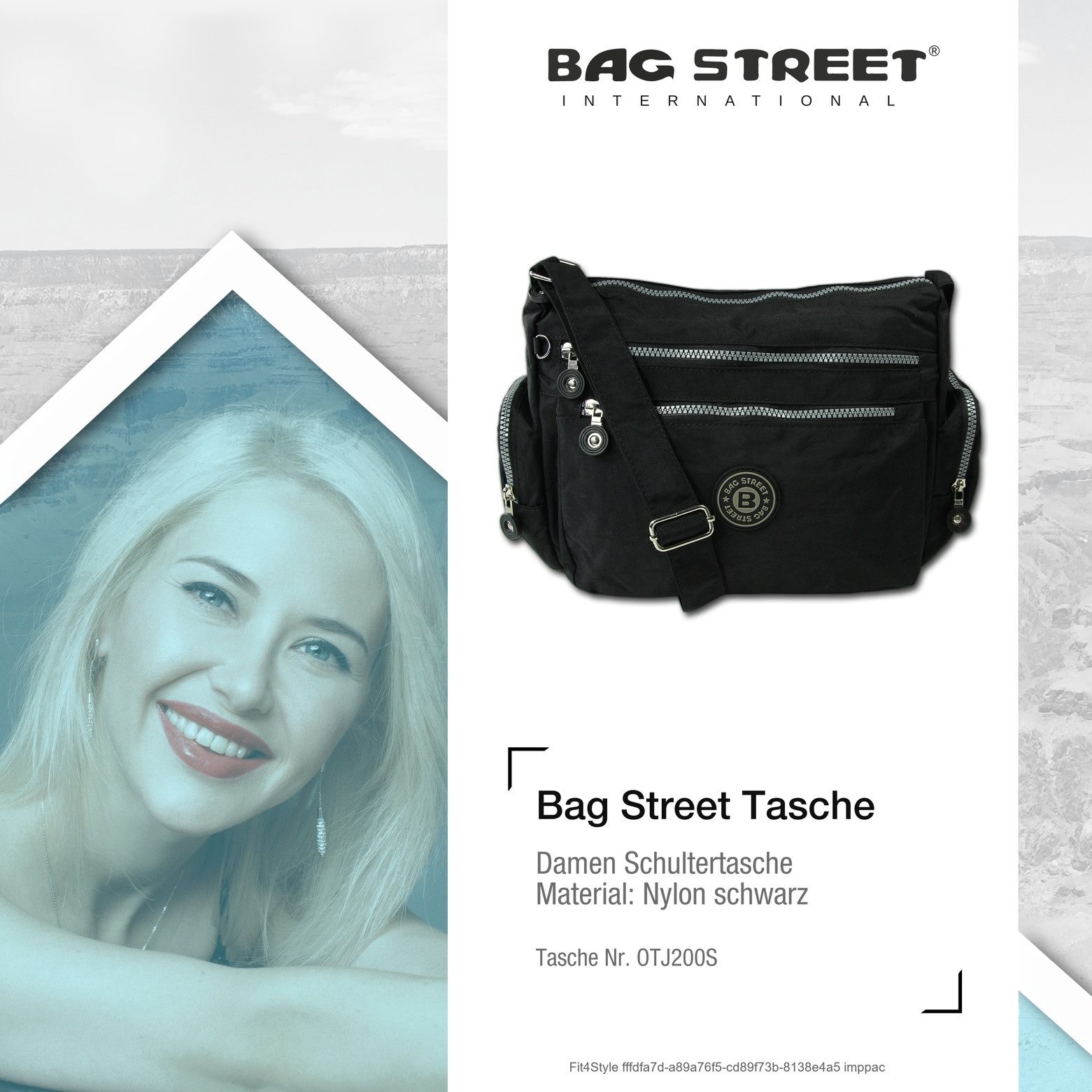 BAG STREET Schultertasche Bag Street Nylon schwarz Sportliche Damen (Schultertasche), Damen, Jugend Schultertasche Nylon, schwarz ca. 30cm x ca. 22cm