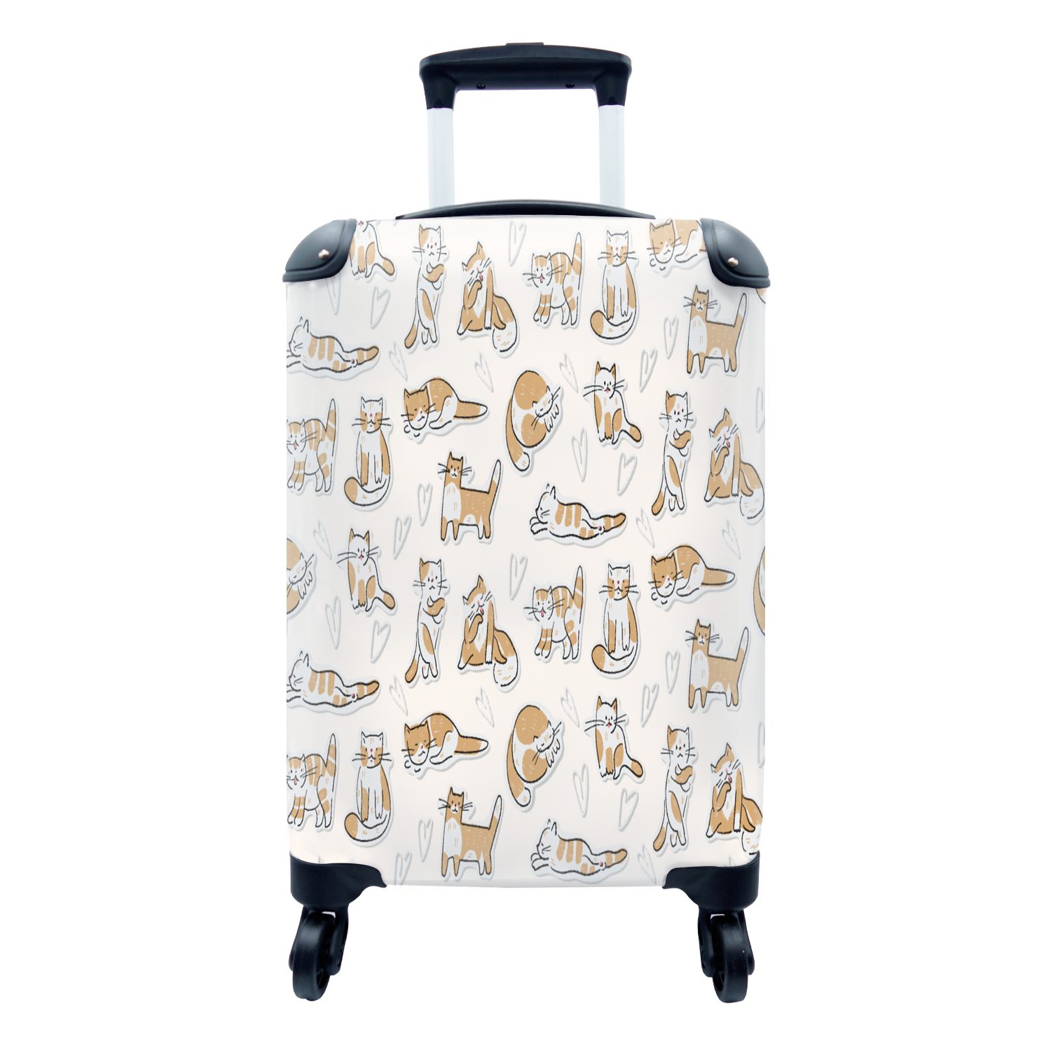 Katze 4 Reisekoffer Muster Ferien, Tiere, mit - Handgepäckkoffer für - rollen, MuchoWow Reisetasche Trolley, Rollen, Handgepäck