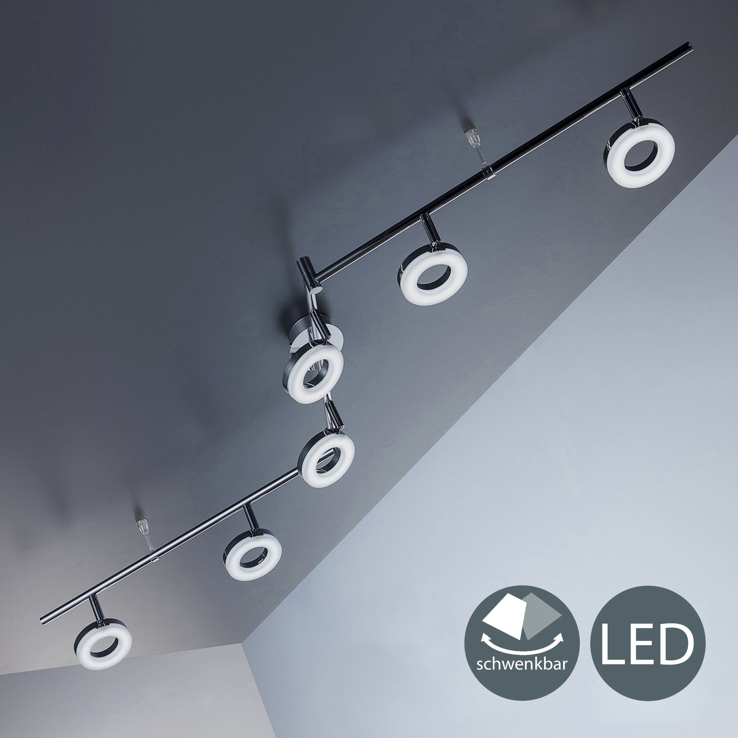 B.K.Licht LED Deckenleuchte, LED fest integriert, Warmweiß, LED Deckenlampe,  Wohnzimmer, Decken-Spot, Strahler, inkl. 4,5W 450lm, Lichtquelle sorgt mit  3.000 Kelvin für eine warmweiße Beleuchtung