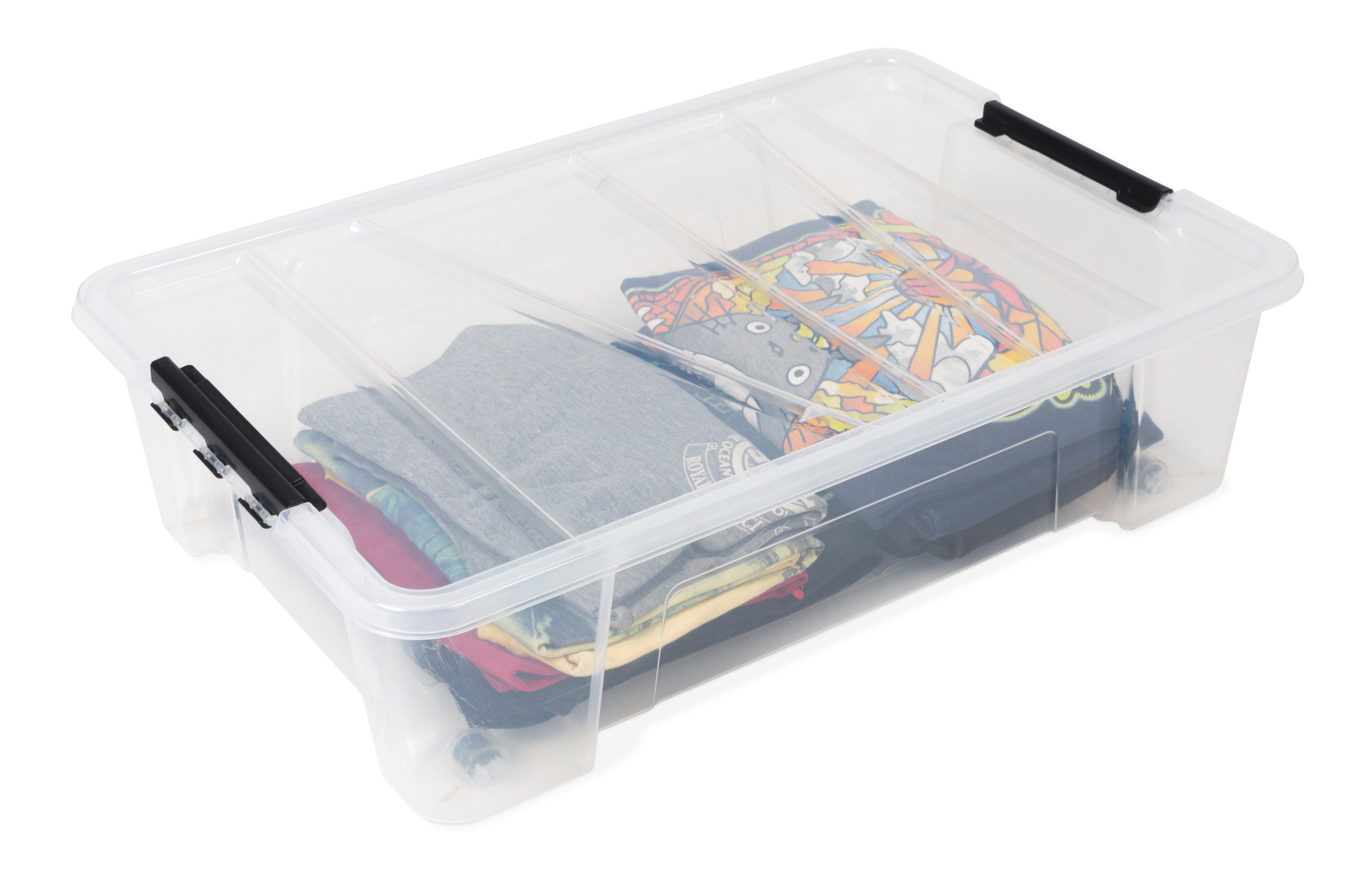 ONDIS24 Aufbewahrungsbox Unterbettbox Jolly Rollbox mit Deckel 25/35L Spielzeugkiste (4 St), transparent, stapel,- und nestbar – Bild 3 von 3