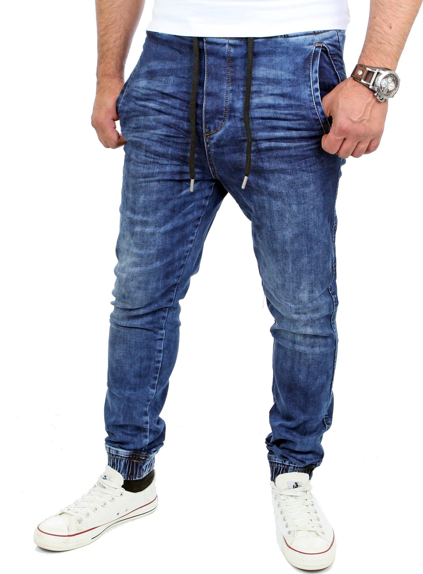 RS-2071 Jeans-Herren Fit Jogging-Hose Casual blau Jogging-Denim Reslad Stretch-Jeans Slim Style Fit Reslad Stretch Slim