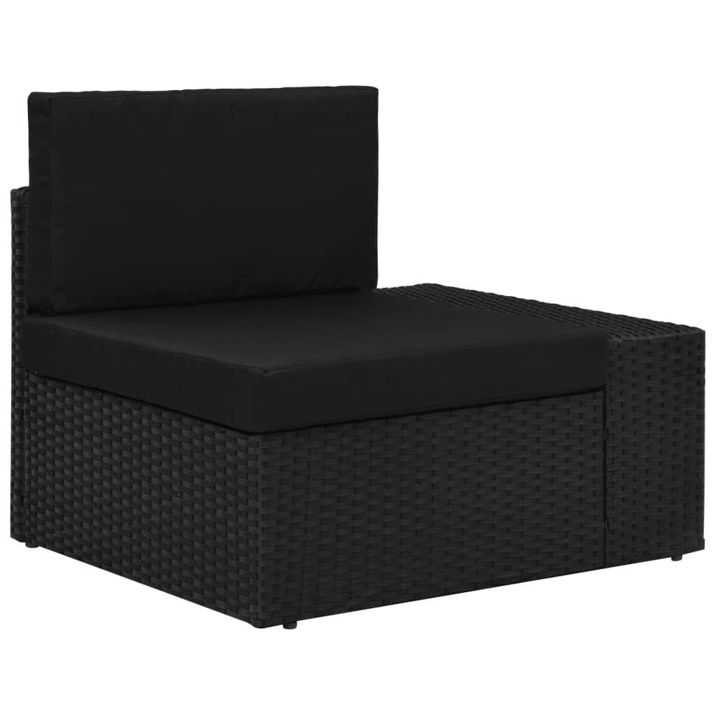 5-tlg. Rattan Garten-Lounge-Set vidaXL Schwarz, Poly (5-tlg) Gartenlounge-Set