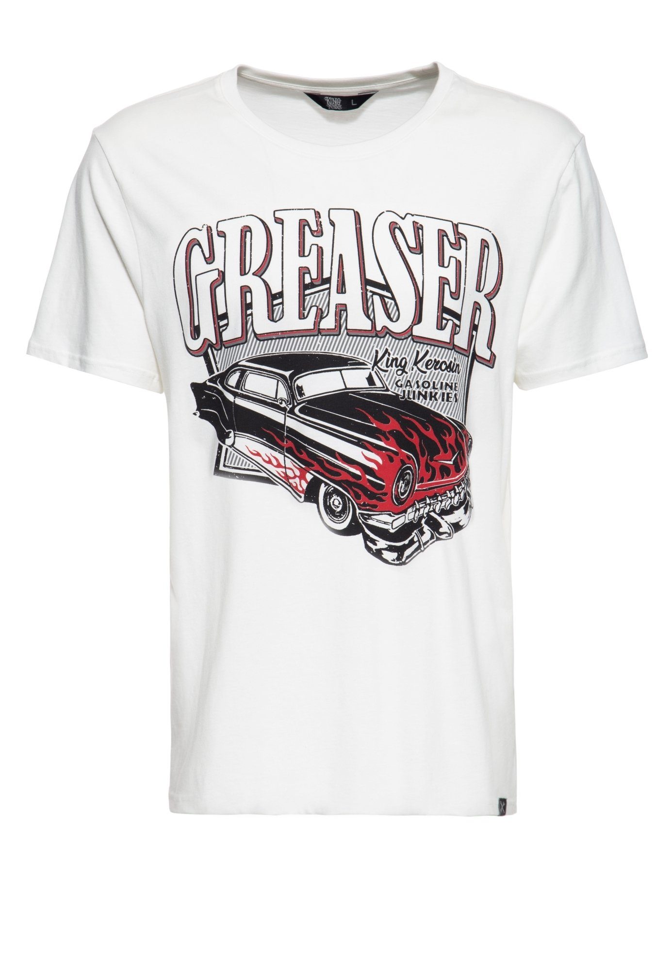 coolem junkies T-Shirt mit offwhite KingKerosin Gasoline Vintage-Print