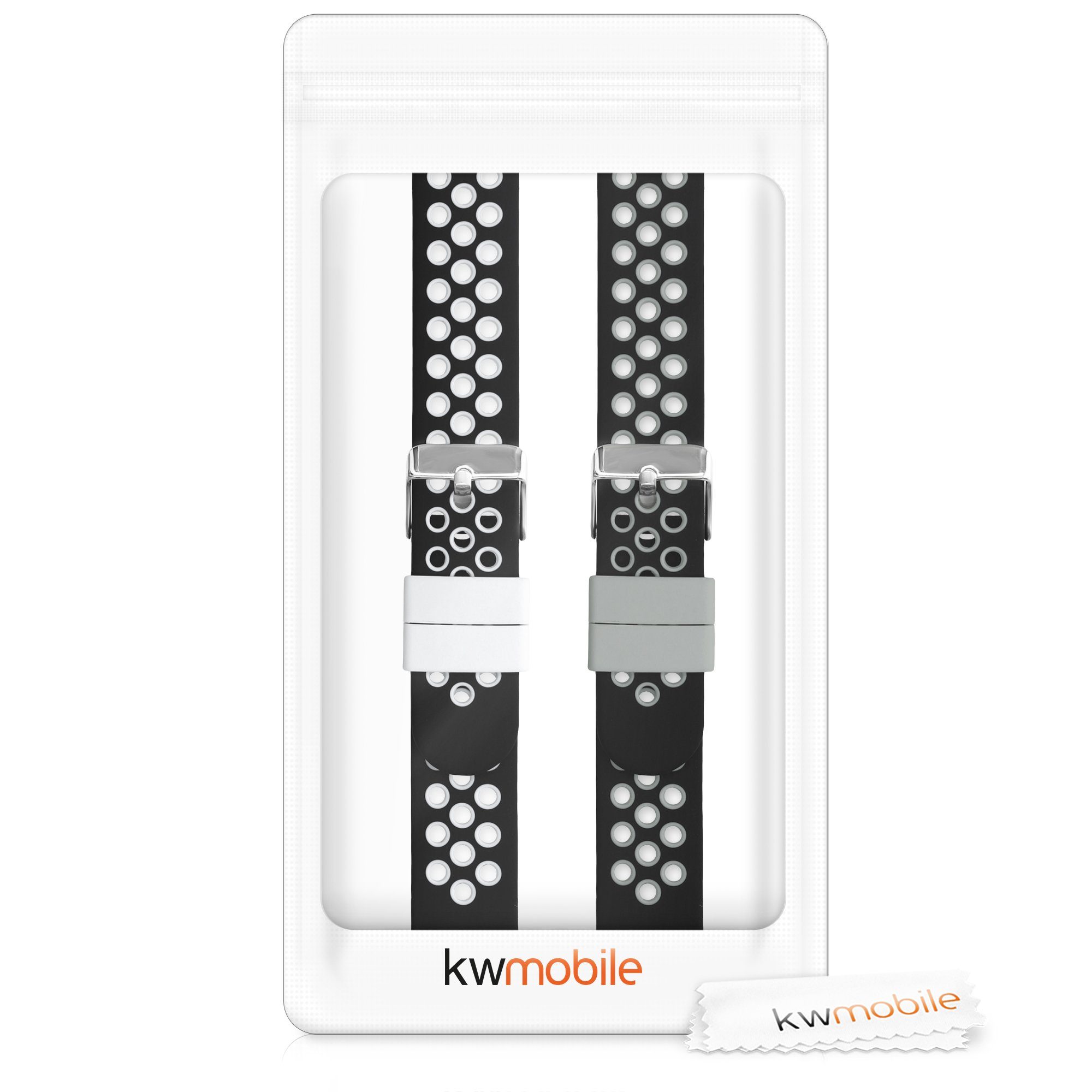 für Silikon Armband kwmobile Set Fit, Fitnesstracker 2x TPU Sportarmband Watch Schwarz Huawei Uhrenarmband