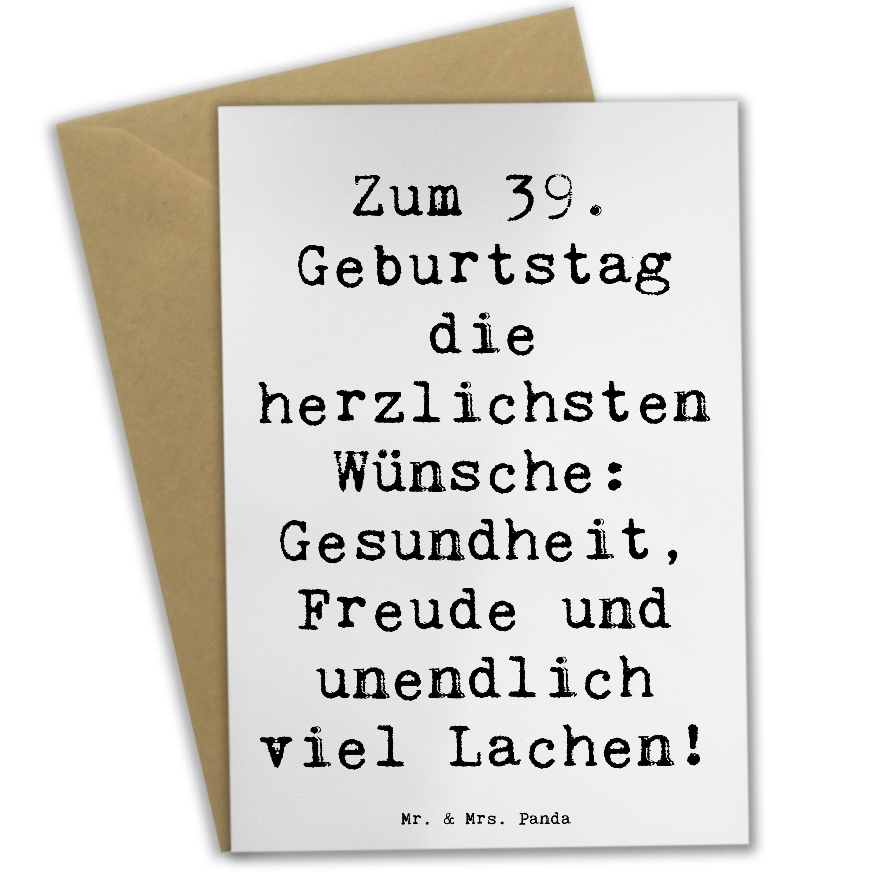 Grußkarte Spruch 39. Geburtstag Wünsche - Weiß - Geschenk, Glückwünsche, Alter