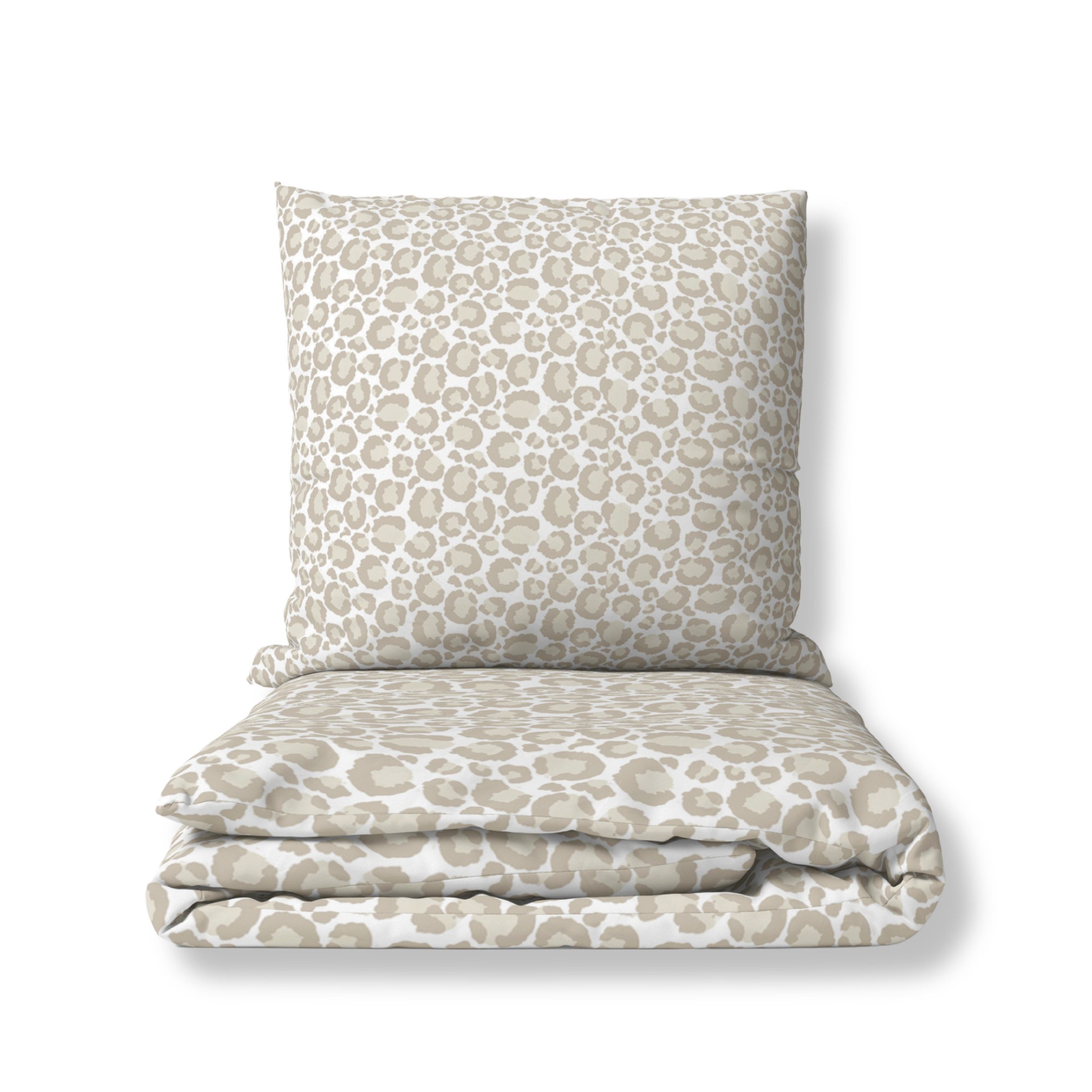 MTOnlinehandel Bettwäsche Leo Adventure in Renforcé, Weiß/ Beige/ Braun • Animal, 100% Baumwolle, 2 teilig, Bettwäsche- Set im Leo Look • Safari • Leopard