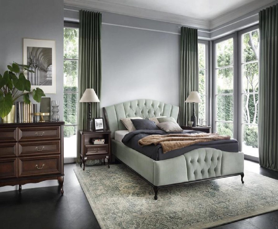 JVmoebel Schlafzimmer-Set Luxuriöses Bett mit eleganten Nachttischen in klassischem Design, (3-tlg., 3tlg Schlafzimmer Set (Bett + 2x Nachttische), Made in Europa