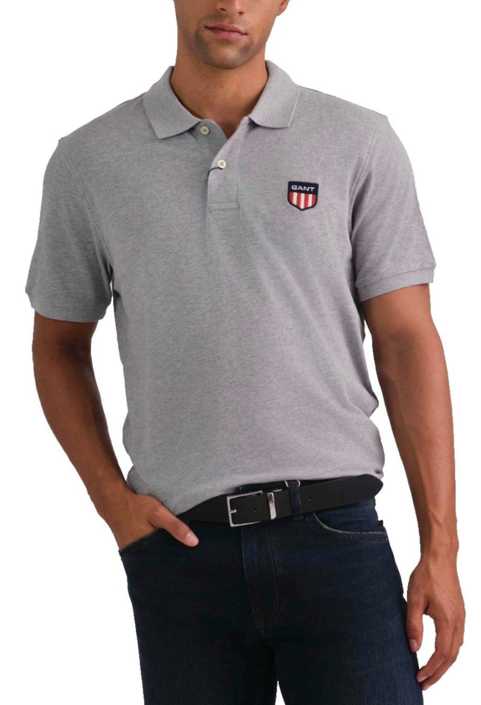 Gant Poloshirt Herren Retro Shield Pique Logo Regular Comfort Fit Retro Shield Logo Stickerei aus den 90ern