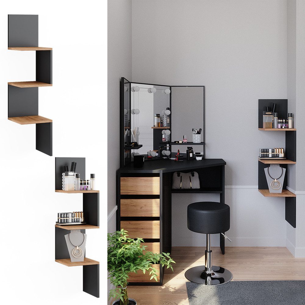 Vicco Eckregal Paolo, Anthrazit/Goldkraft Eiche, 28 x 116.4 cm günstig online kaufen