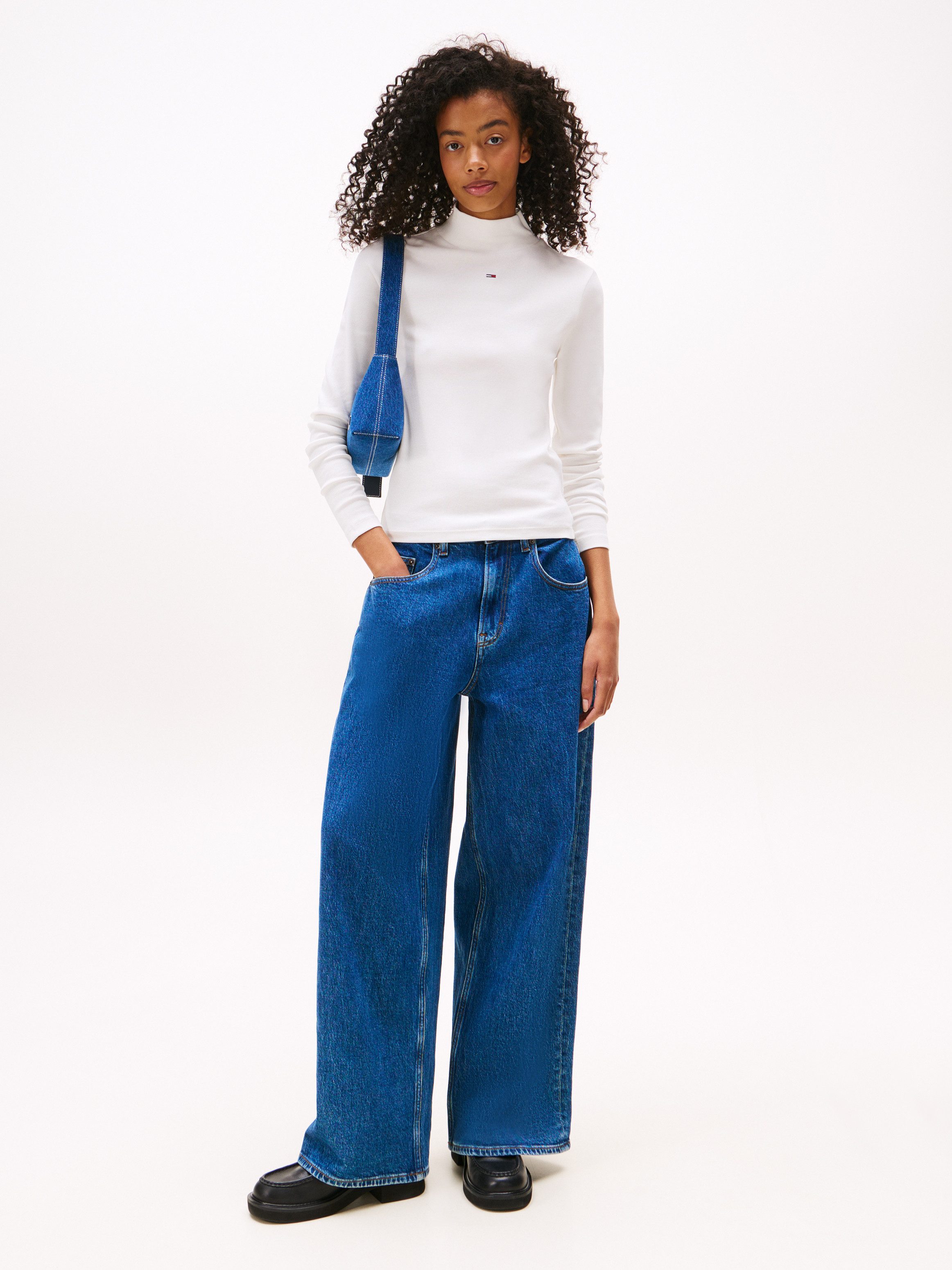 Tommy Jeans Langarmshirt TJW ESSENTIAL MOCK NECK Baumwollmischung