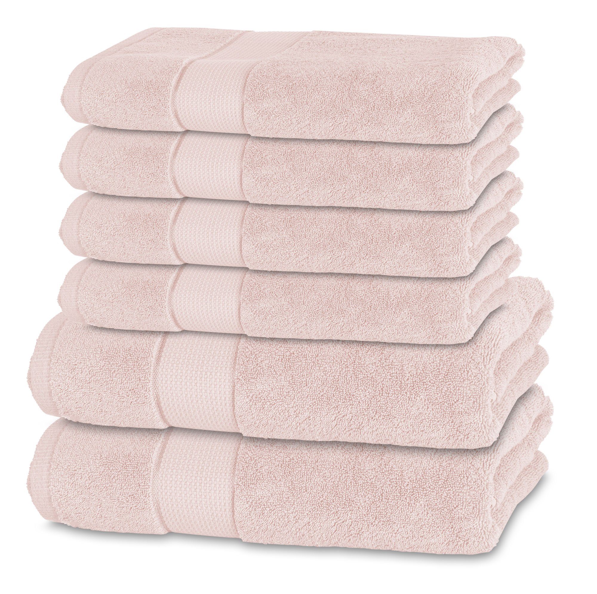 BANANALU Badetücher 2 Badetücher + 4 Handtücher Set 100% Baumwolle Qualität Frottiertuch, Baumwolle (1-St) Primrose Pink 12-2904