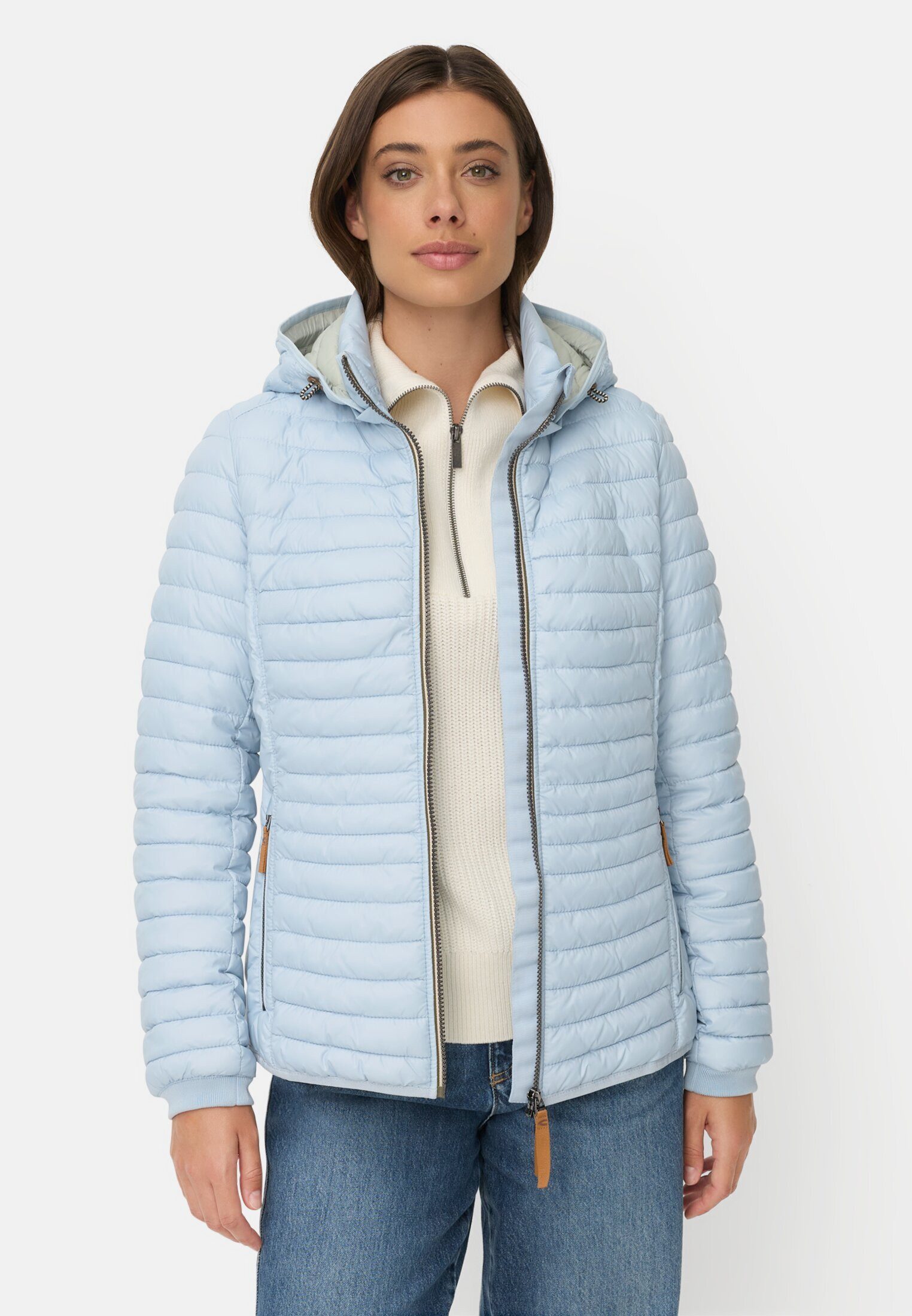 camel active Steppjacke aus recyceltem Polyamid Langarm Markenlogo