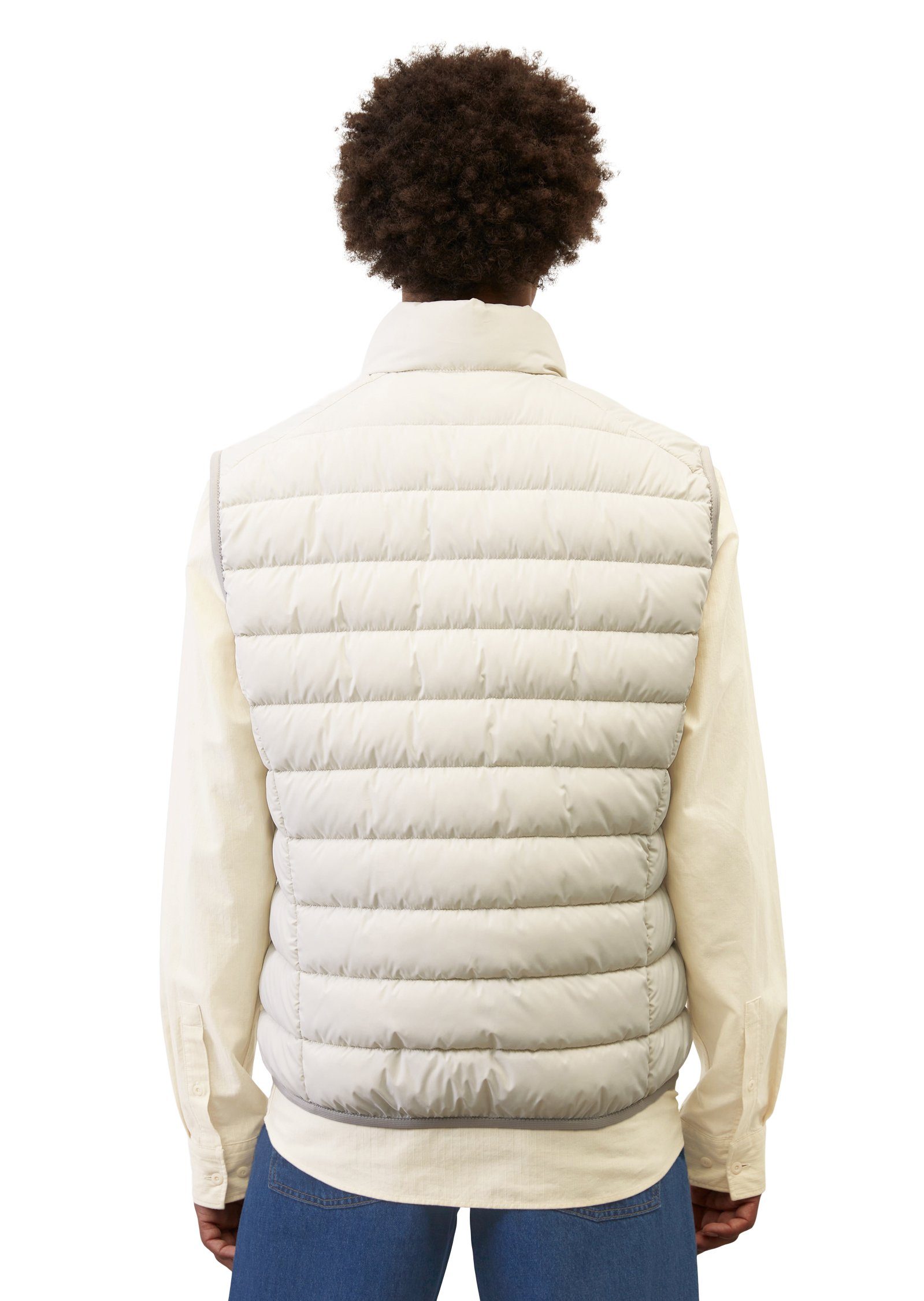Oberfläche mit sdnd, white stand-up Marc O'Polo linen wasserabweisender collar Steppweste Vest,