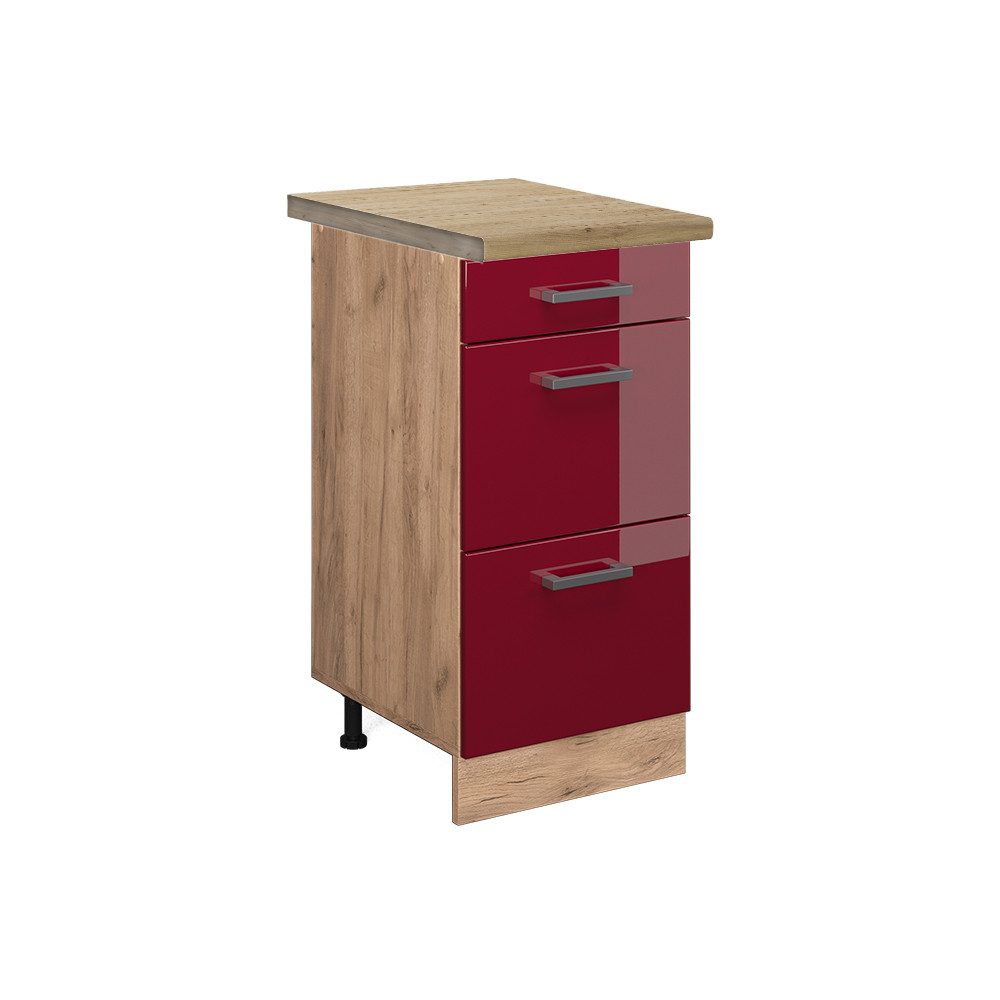 Vicco Unterschrank R-Line, Bordeaux Hochglanz/Goldkraft Eiche, günstig online kaufen